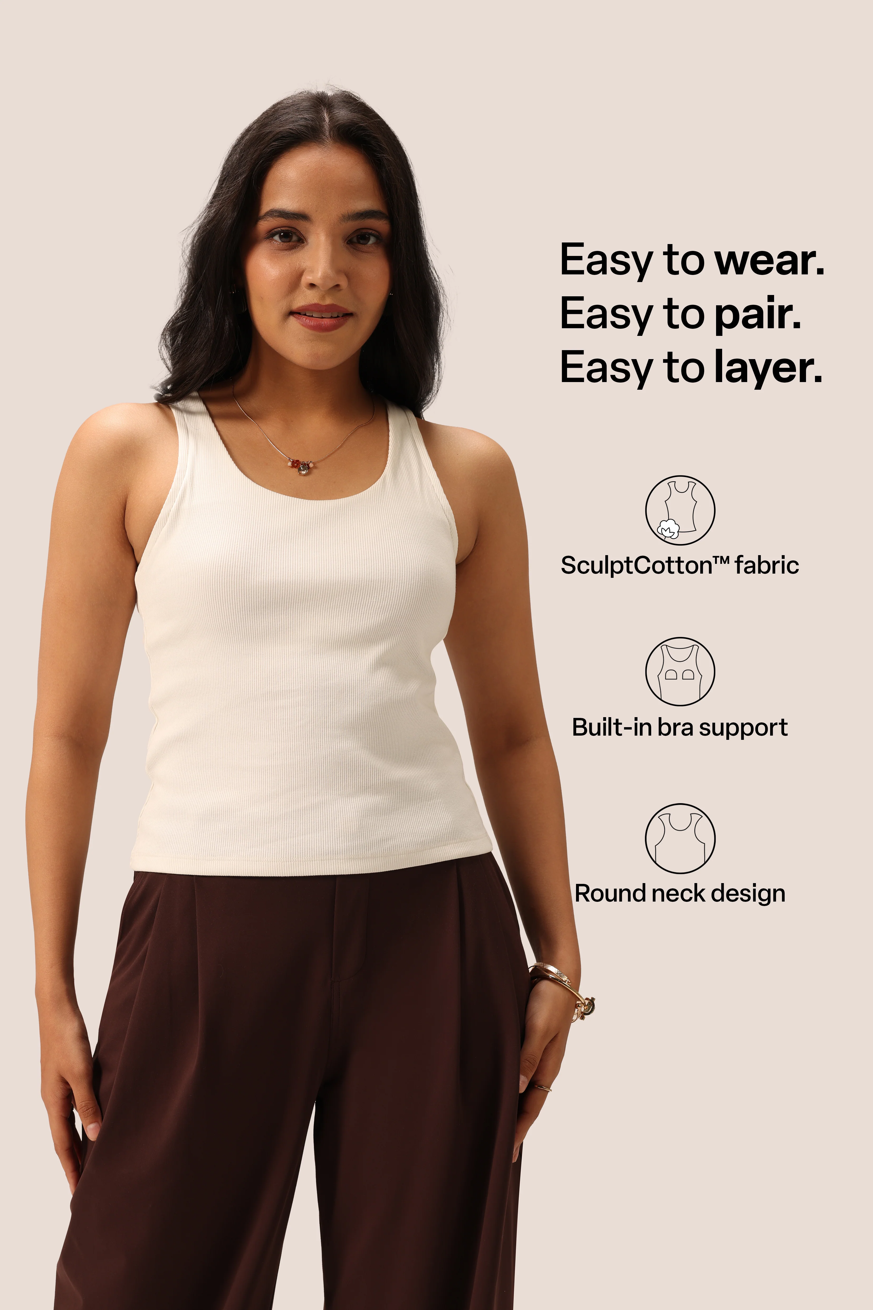 Blissentials Round Neck Built In Bra Top - Image 32