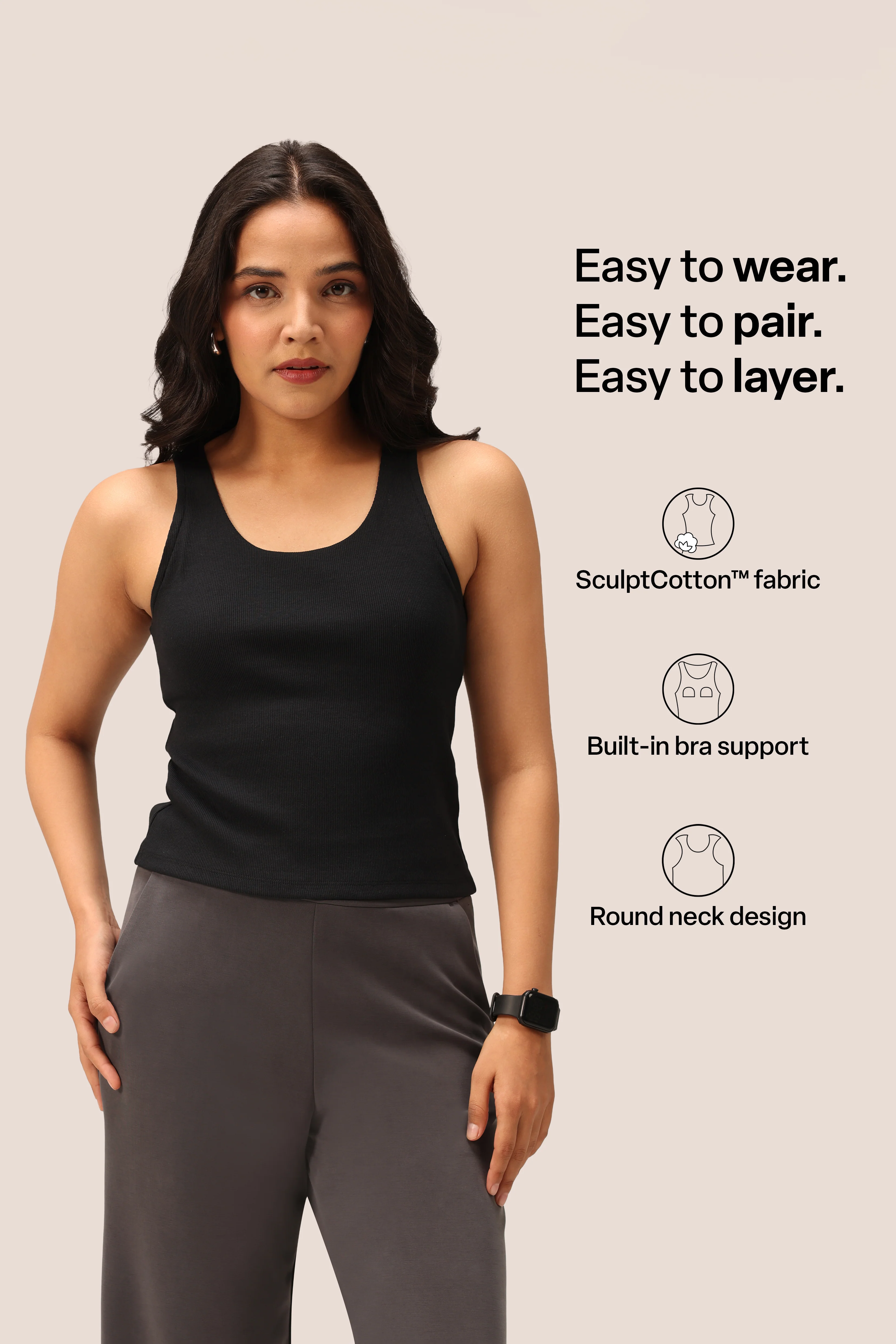 Blissentials Round Neck Built In Bra Top - Image 4