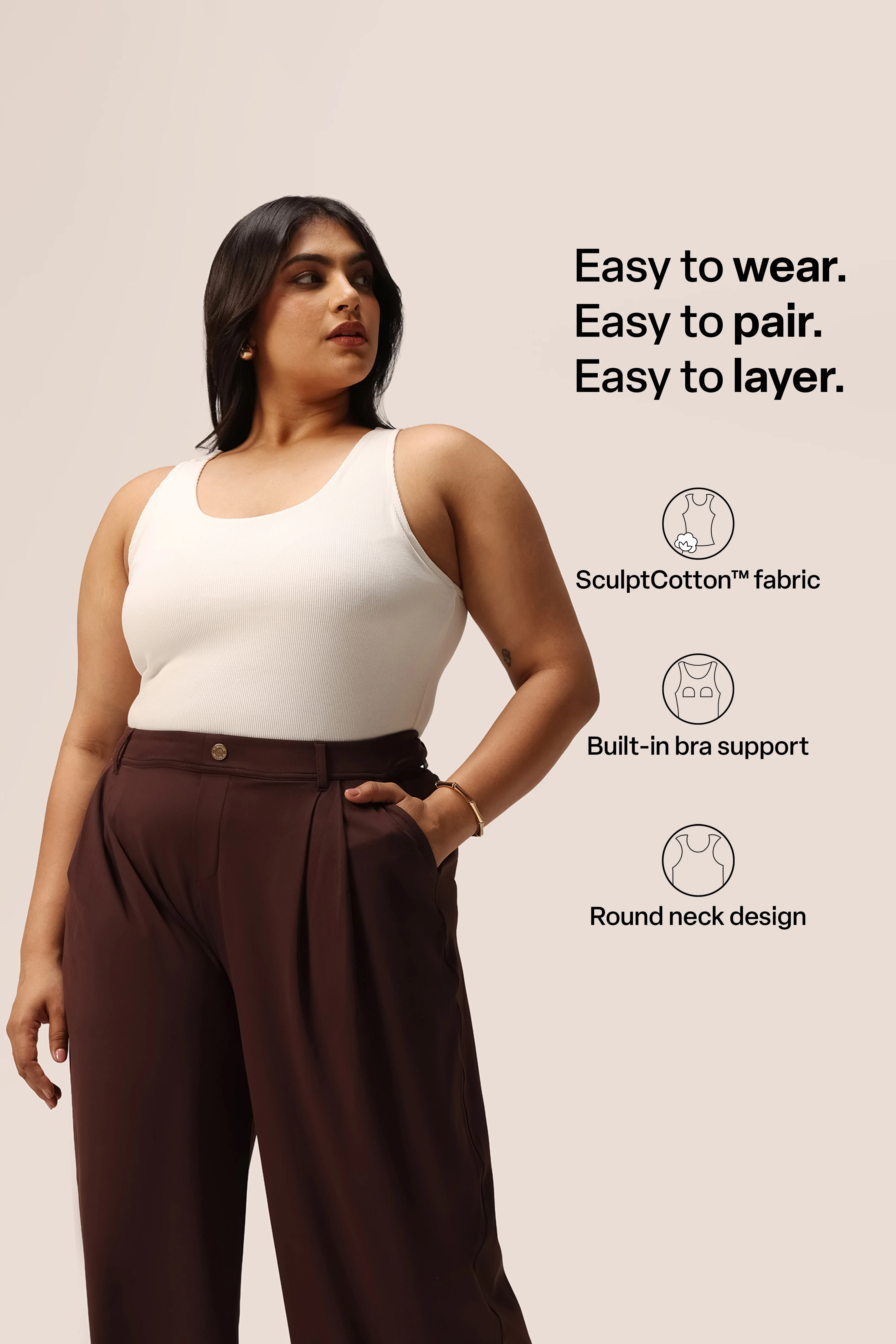 Blissentials Round Neck Built In Bra Top - Image 41