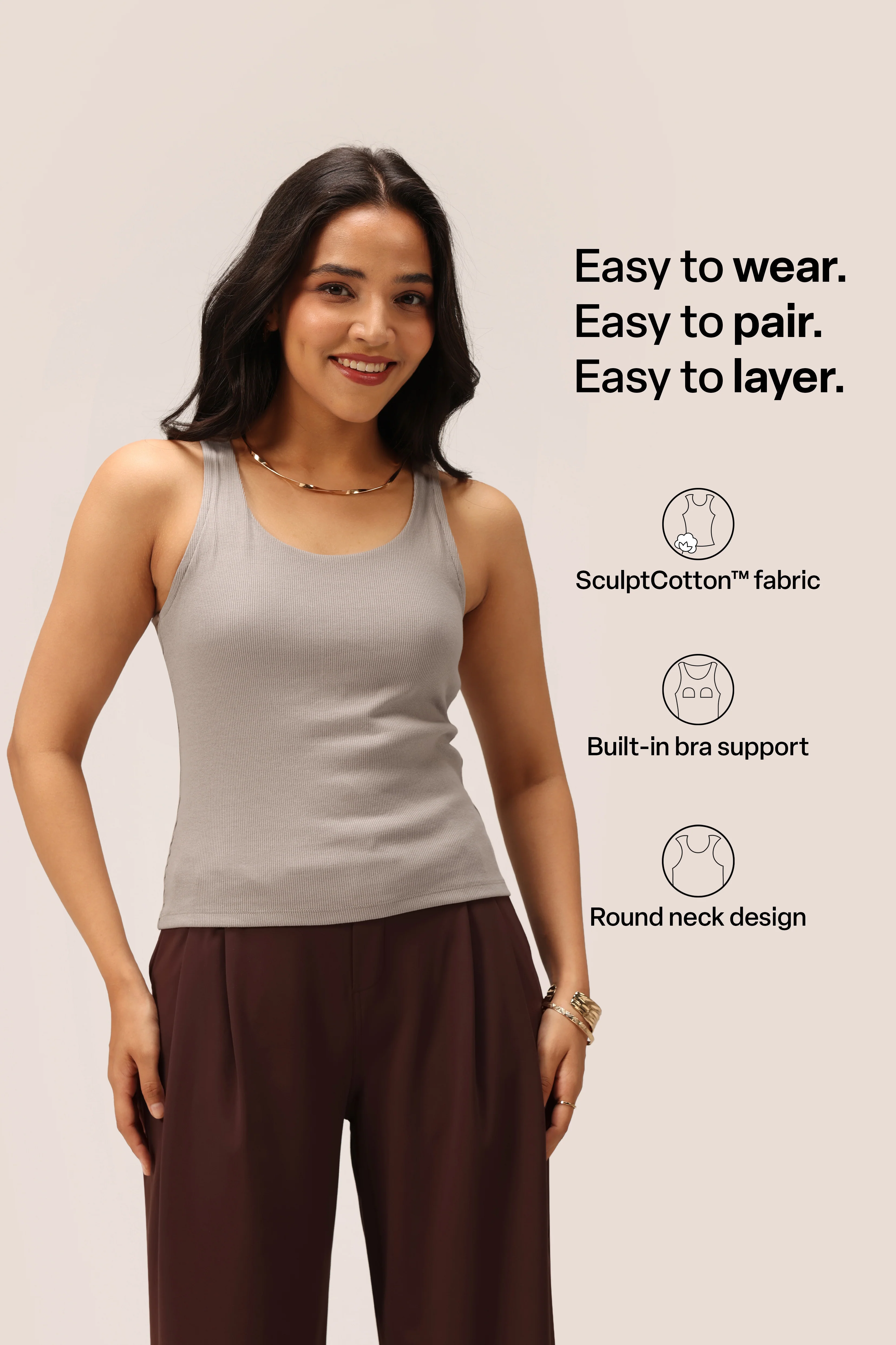 Blissentials Round Neck Built In Bra Top - Image 51