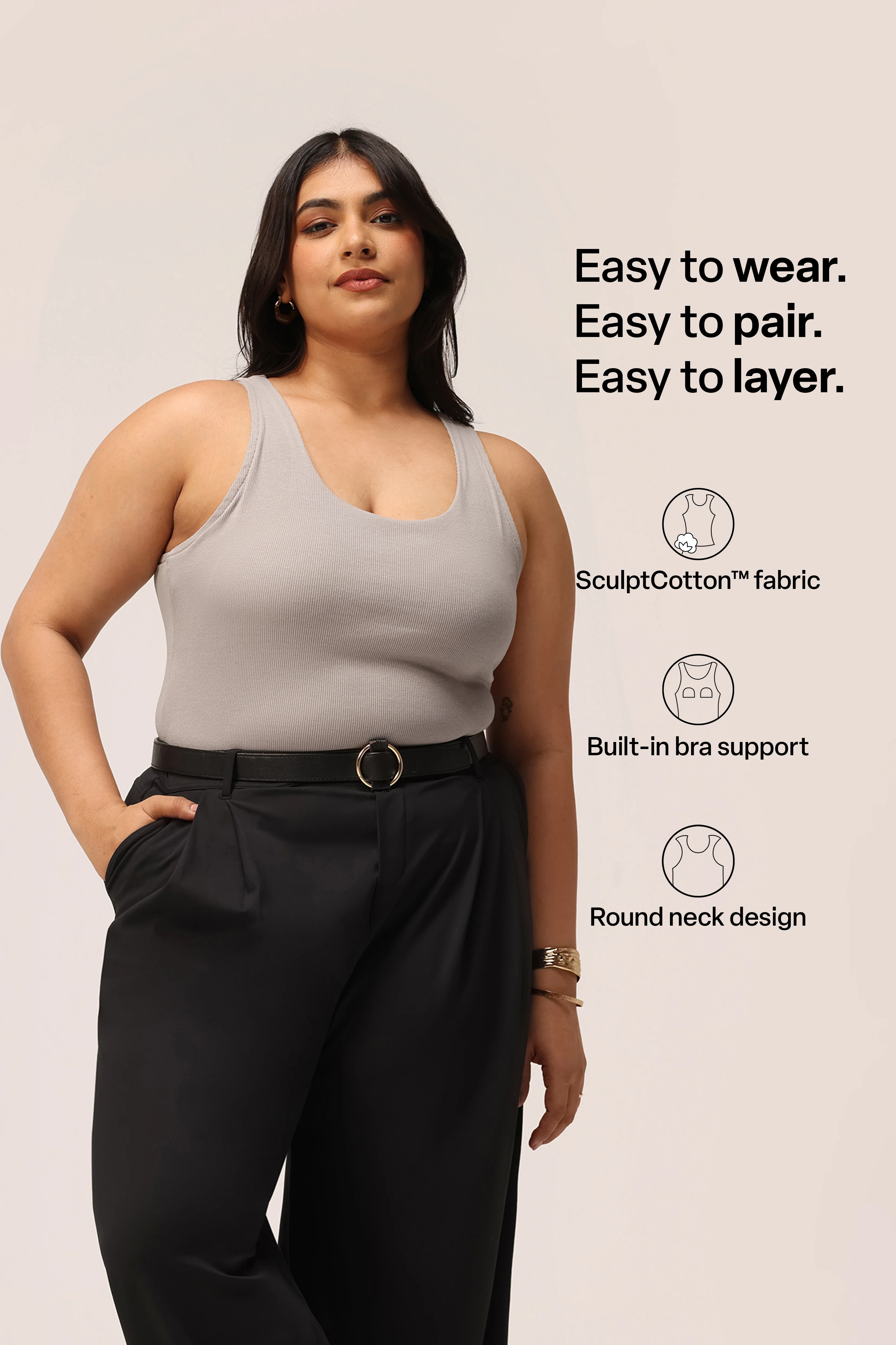 Blissentials Round Neck Built In Bra Top - Image 60