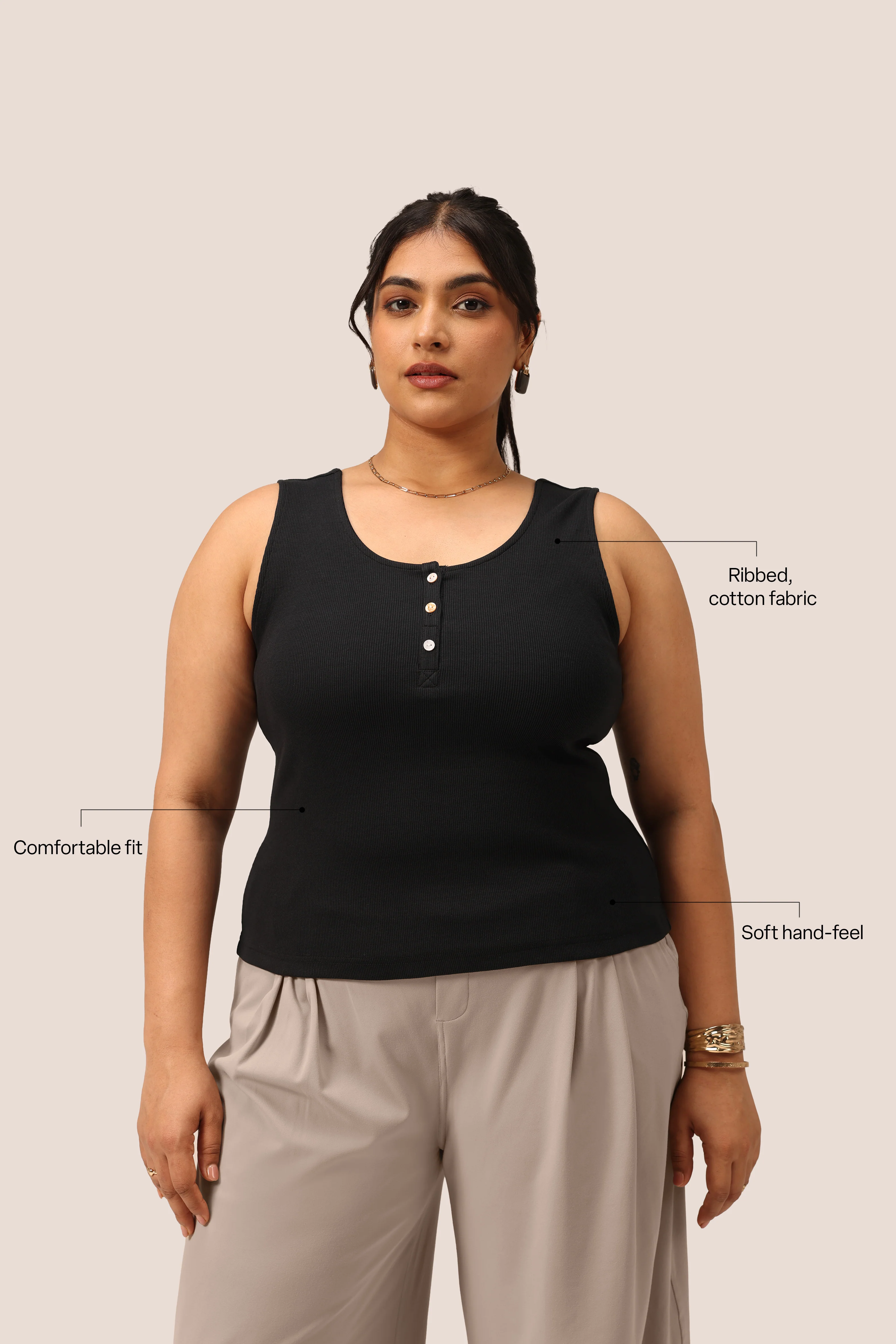 Blissentials Round Neck Henley Tank - Image 11