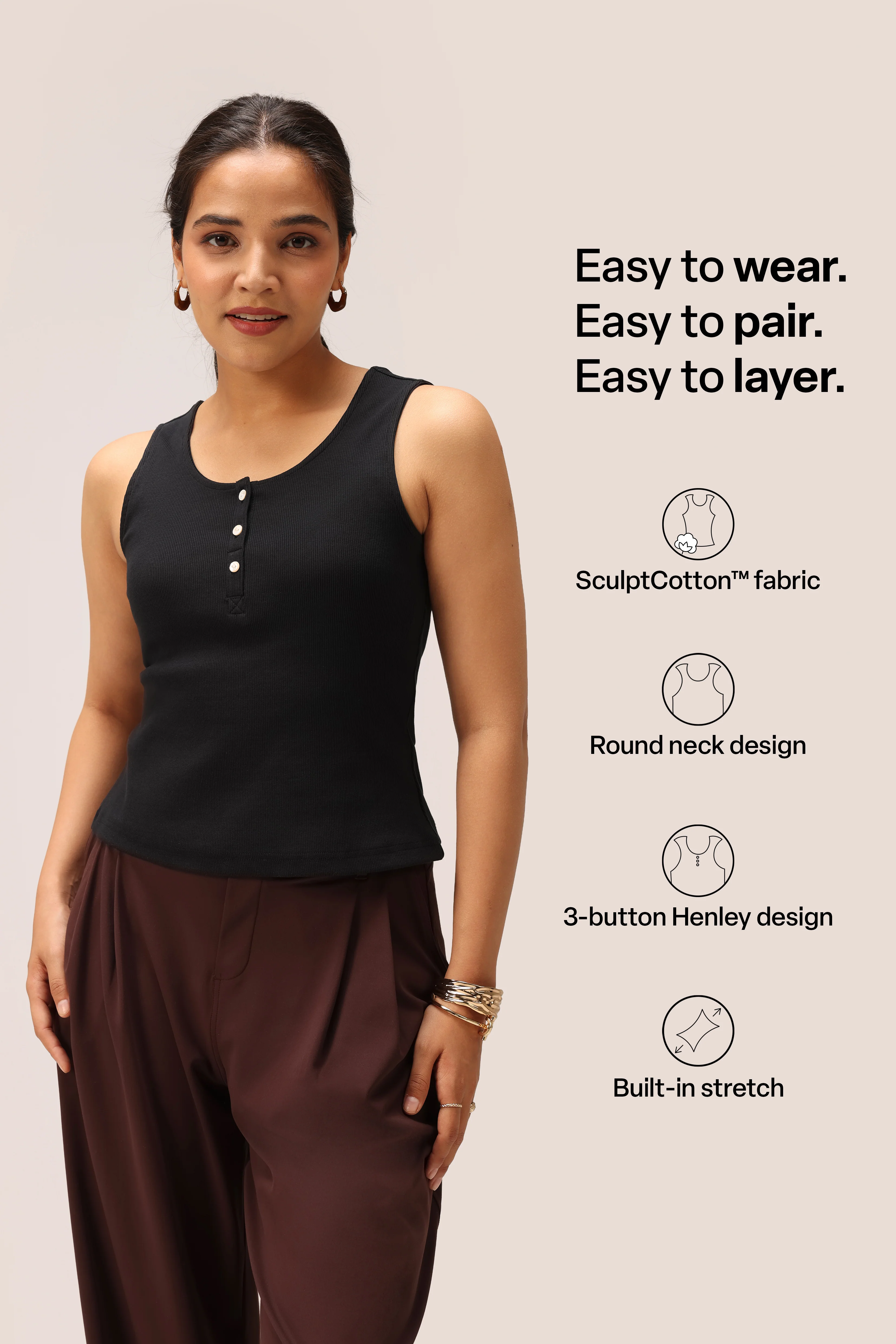 Blissentials Round Neck Henley Tank - Image 3