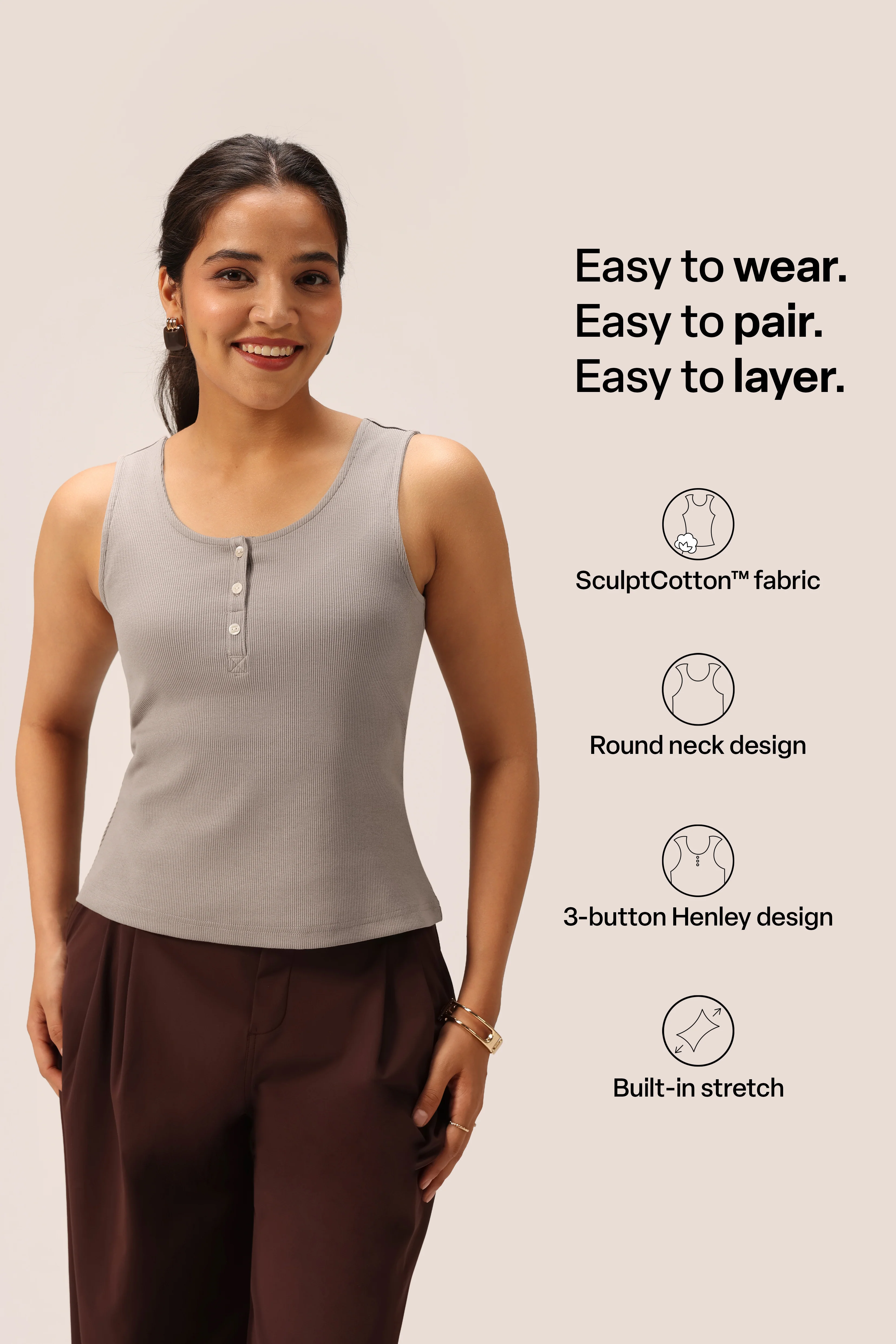 Blissentials Round Neck Henley Tank - Image 37