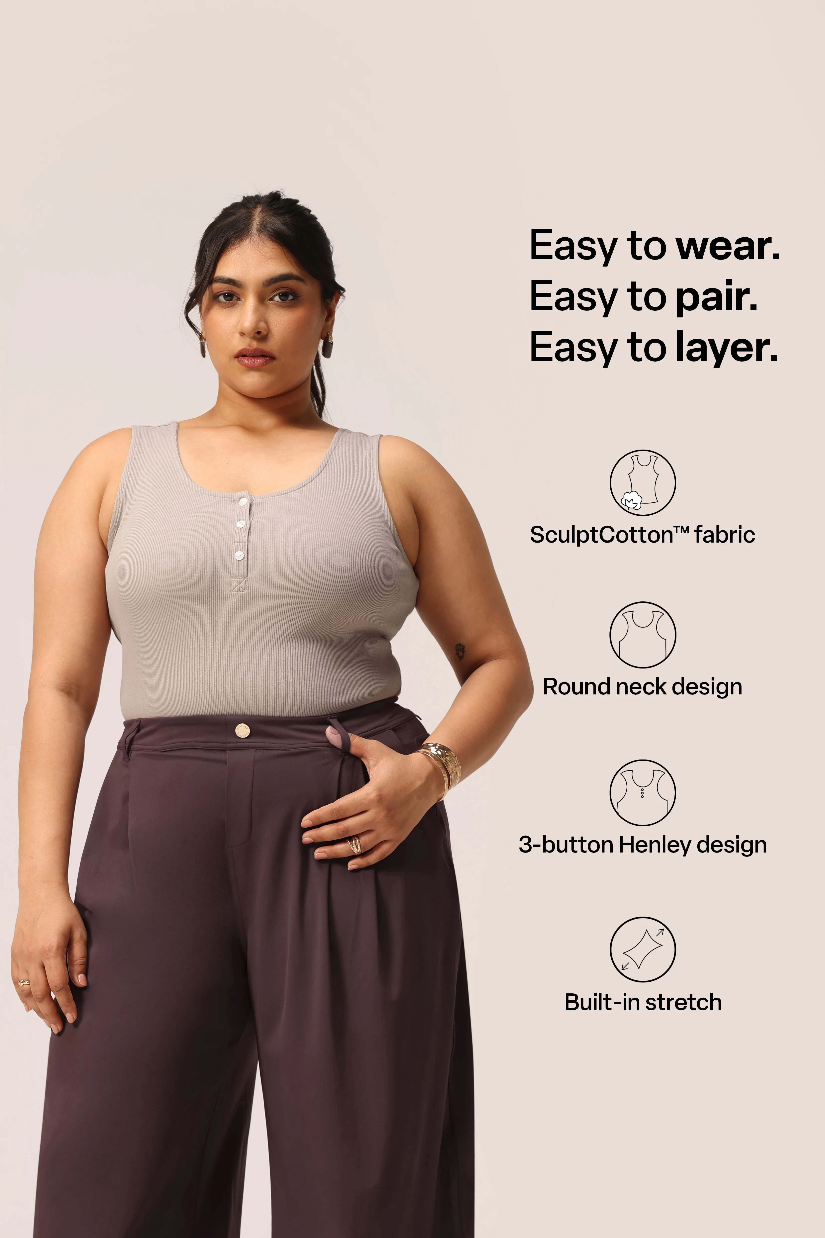 Blissentials Round Neck Henley Tank - Image 49