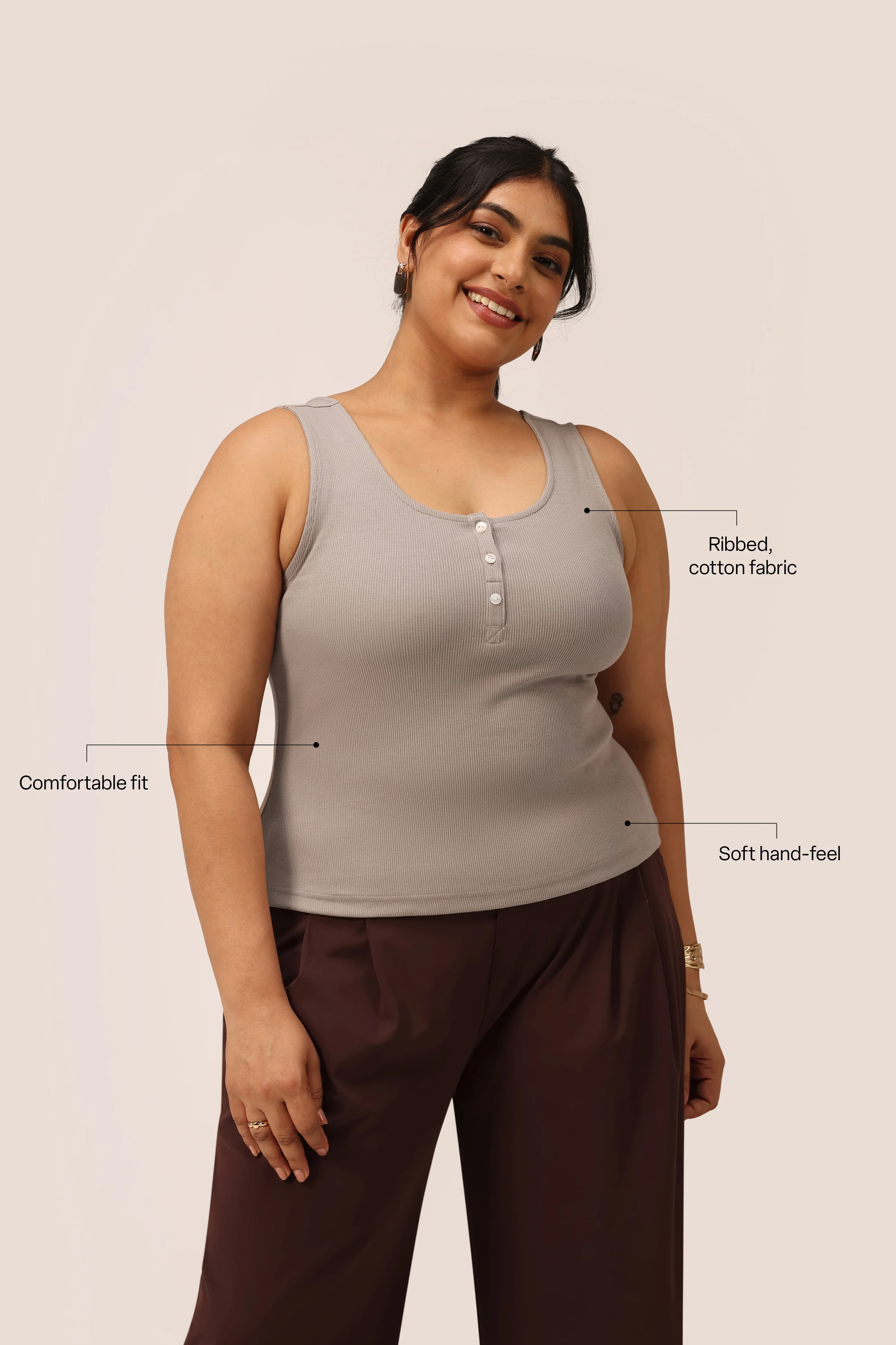 Blissentials Round Neck Henley Tank - Image 50
