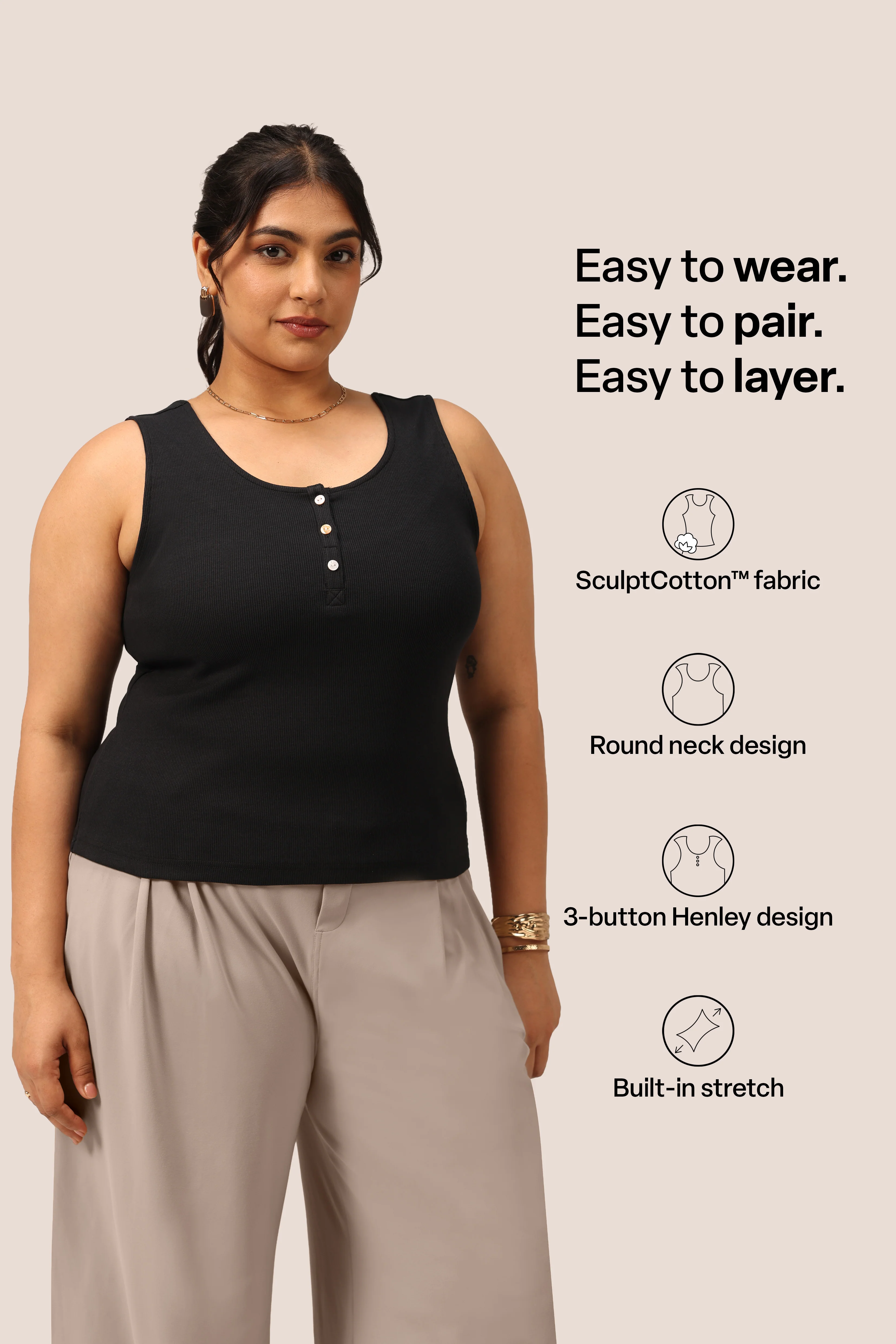 Blissentials Round Neck Henley Tank - Image 8