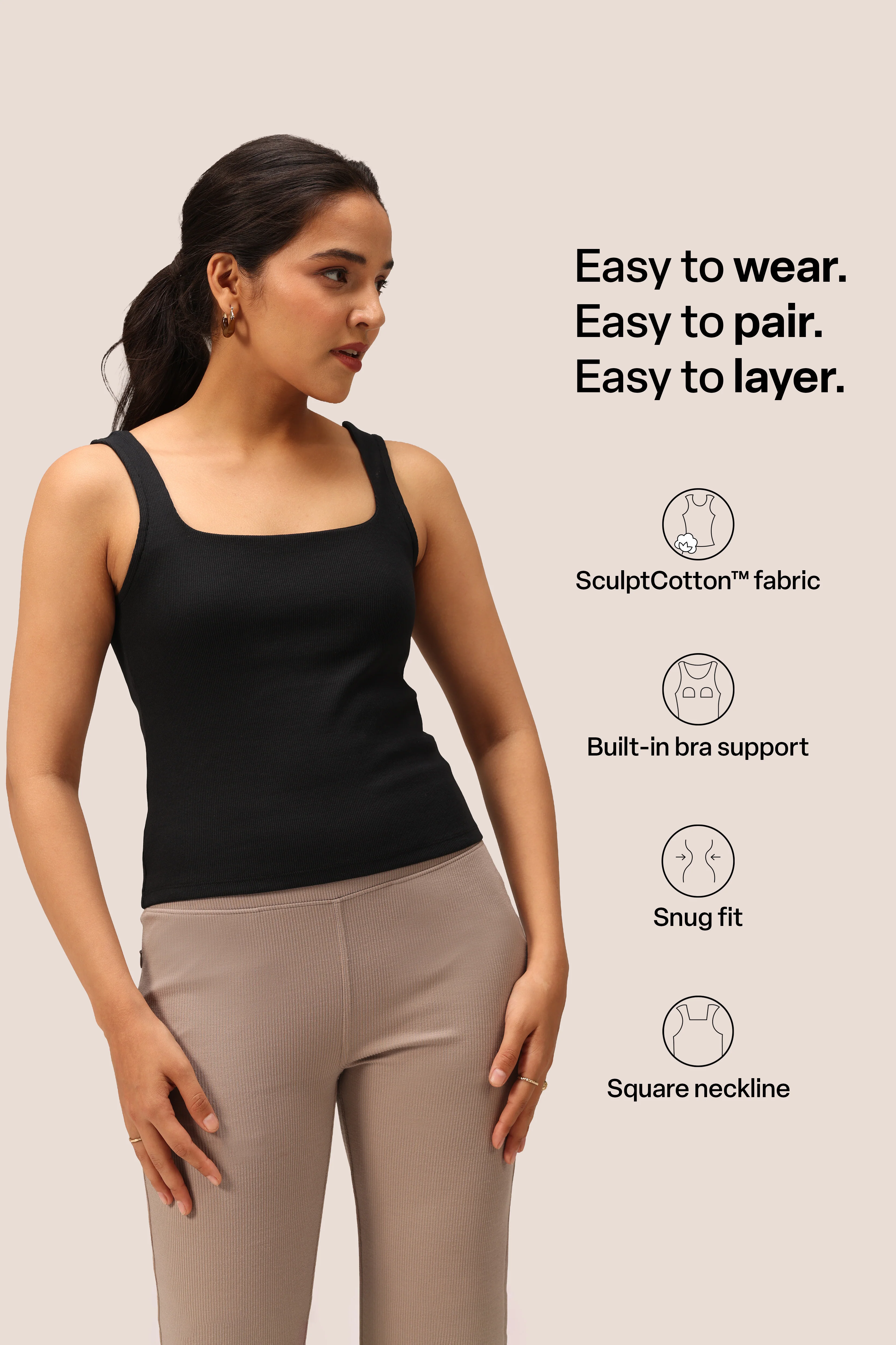 Blissentials Square Neck Built In Bra Top - Image 2