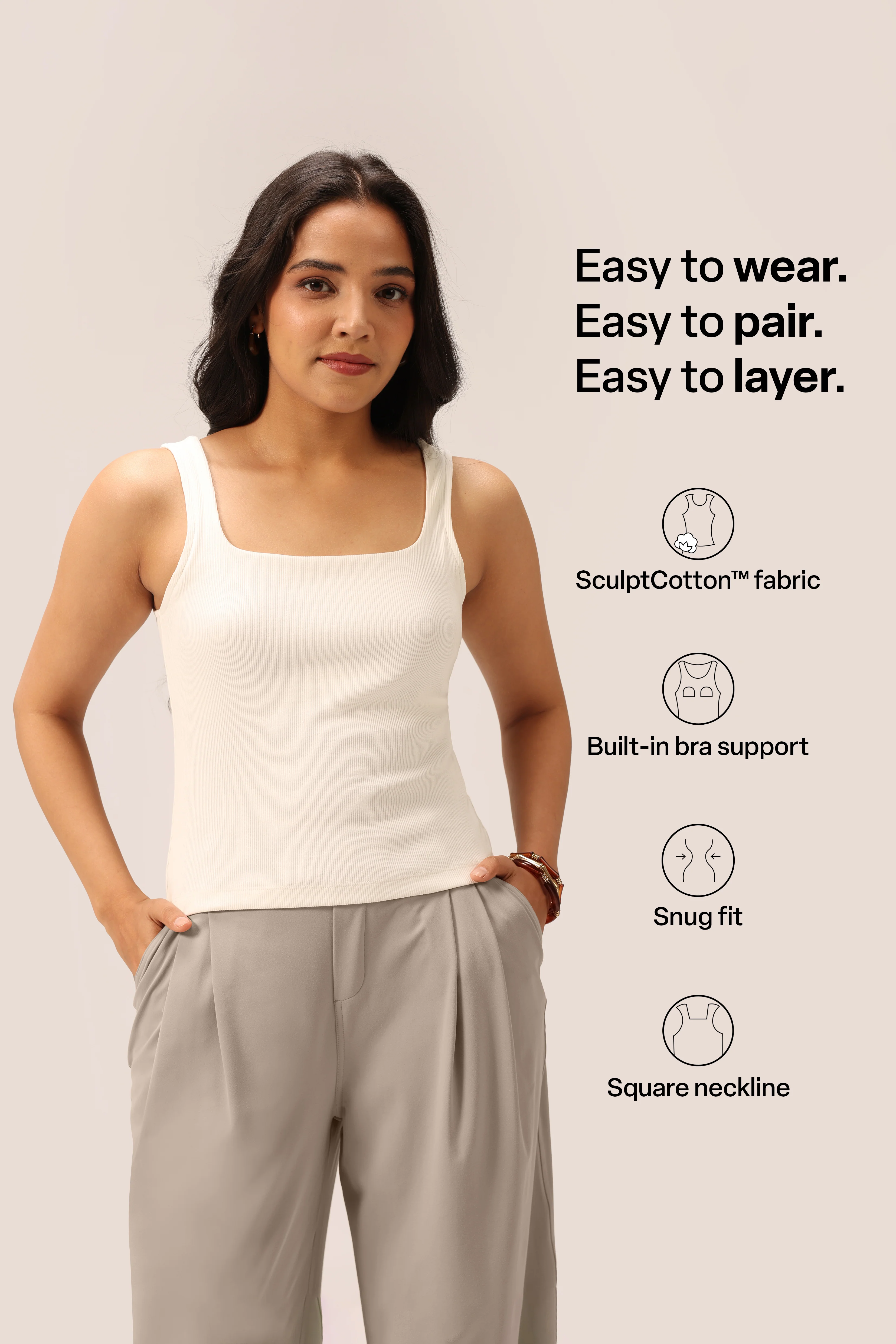 Blissentials Square Neck Built In Bra Top - Image 27