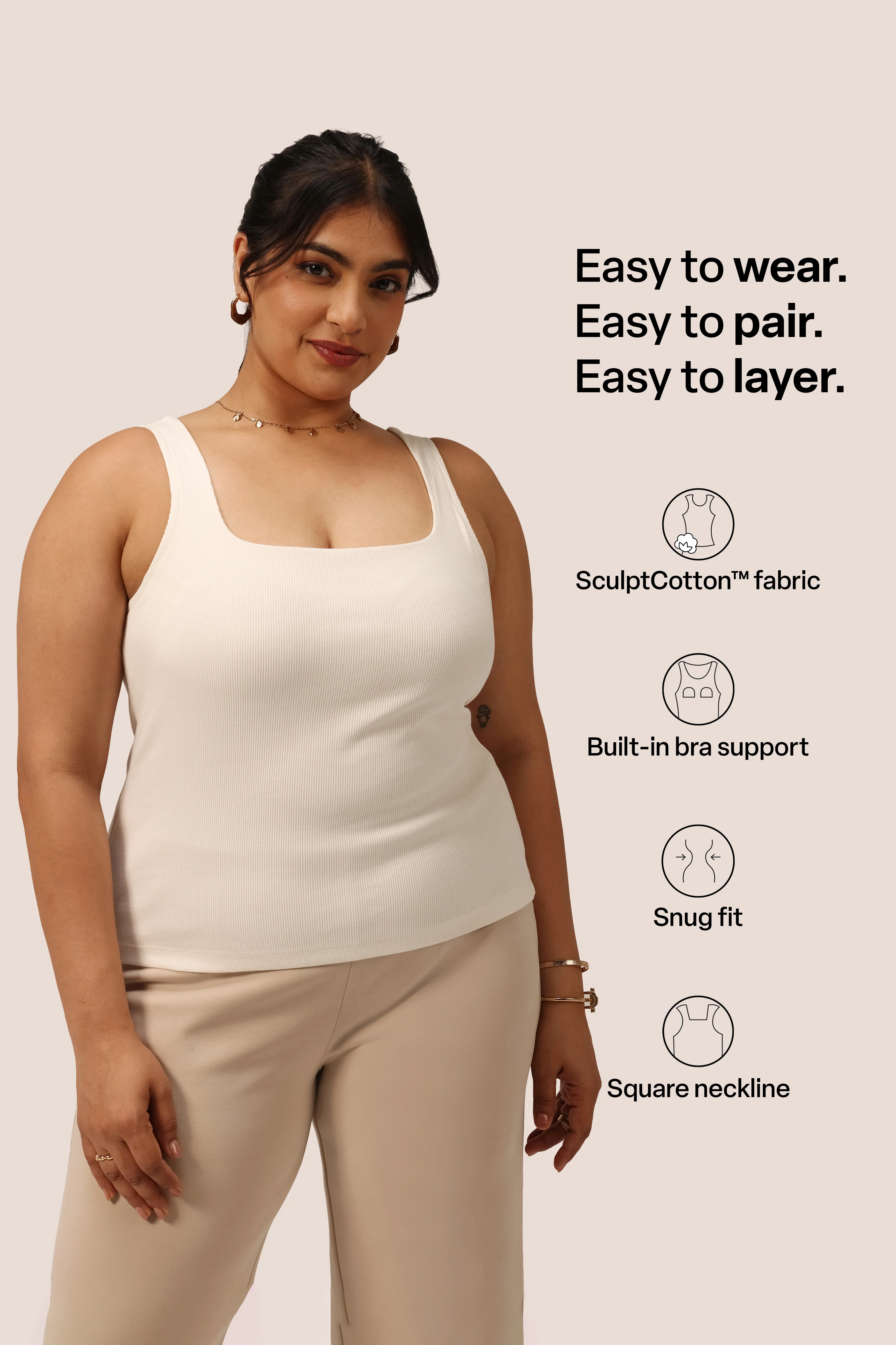 Blissentials Square Neck Built In Bra Top - Image 32
