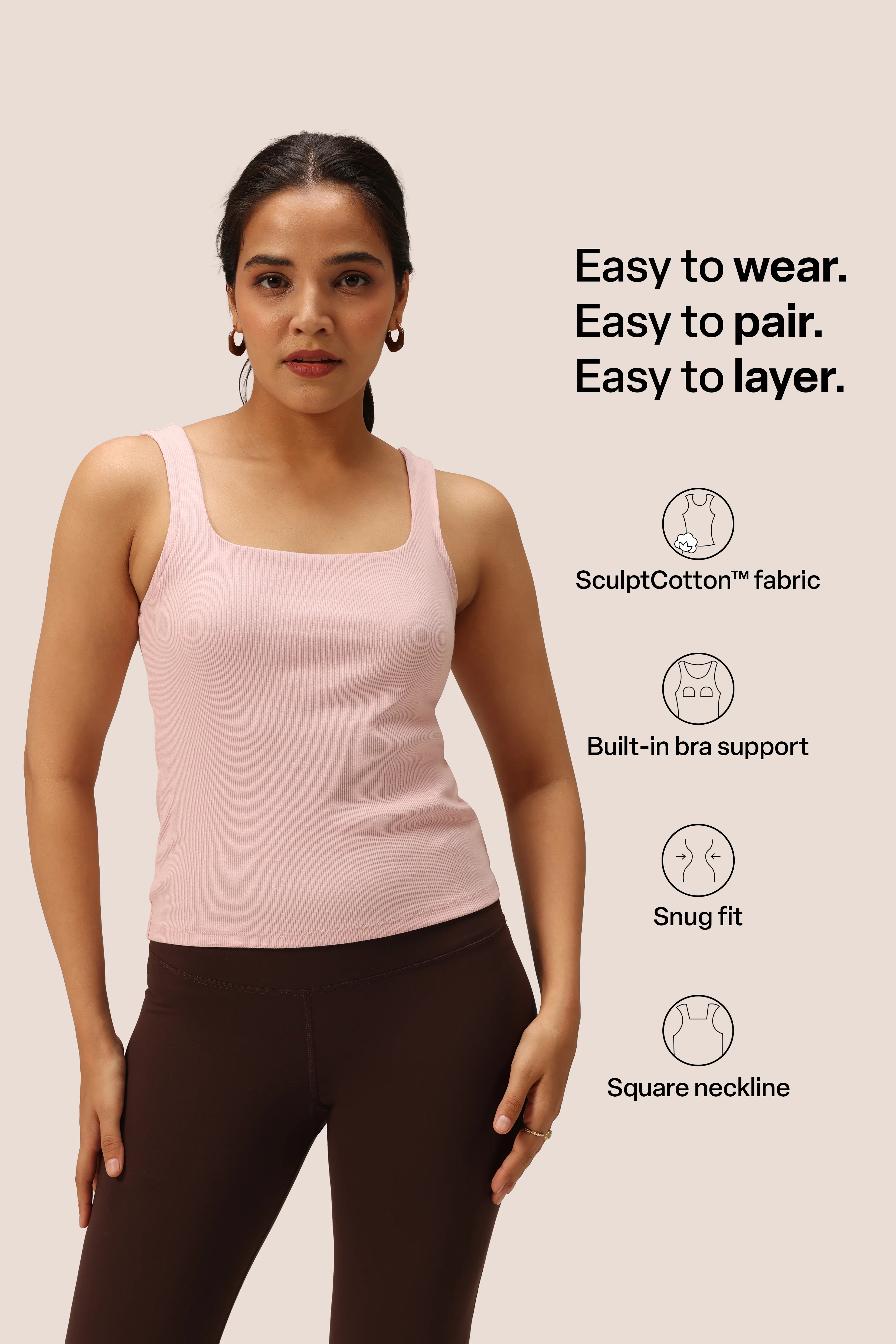 Blissentials Square Neck Built In Bra Top - Image 48