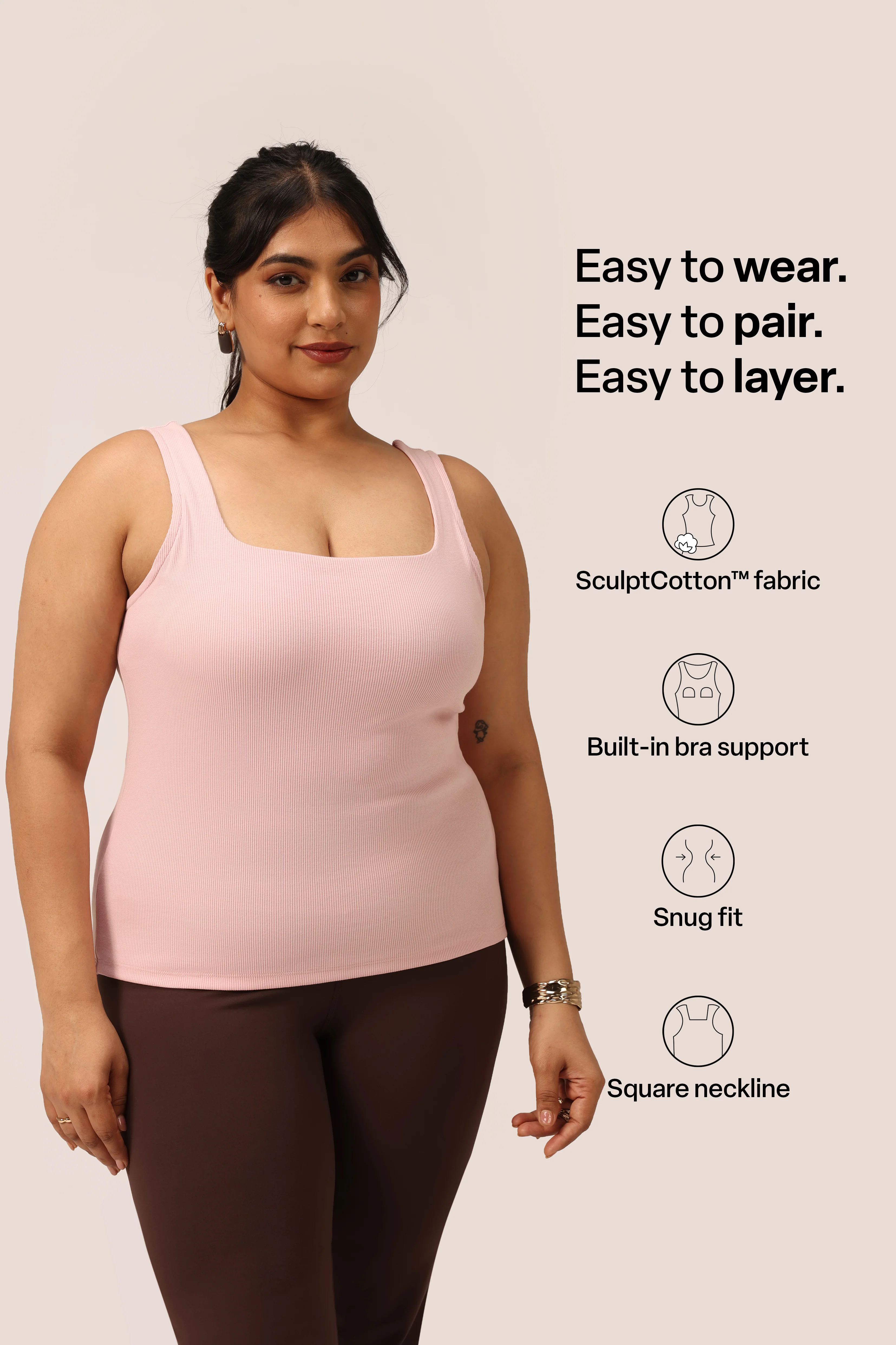 Blissentials Square Neck Built In Bra Top - Image 52