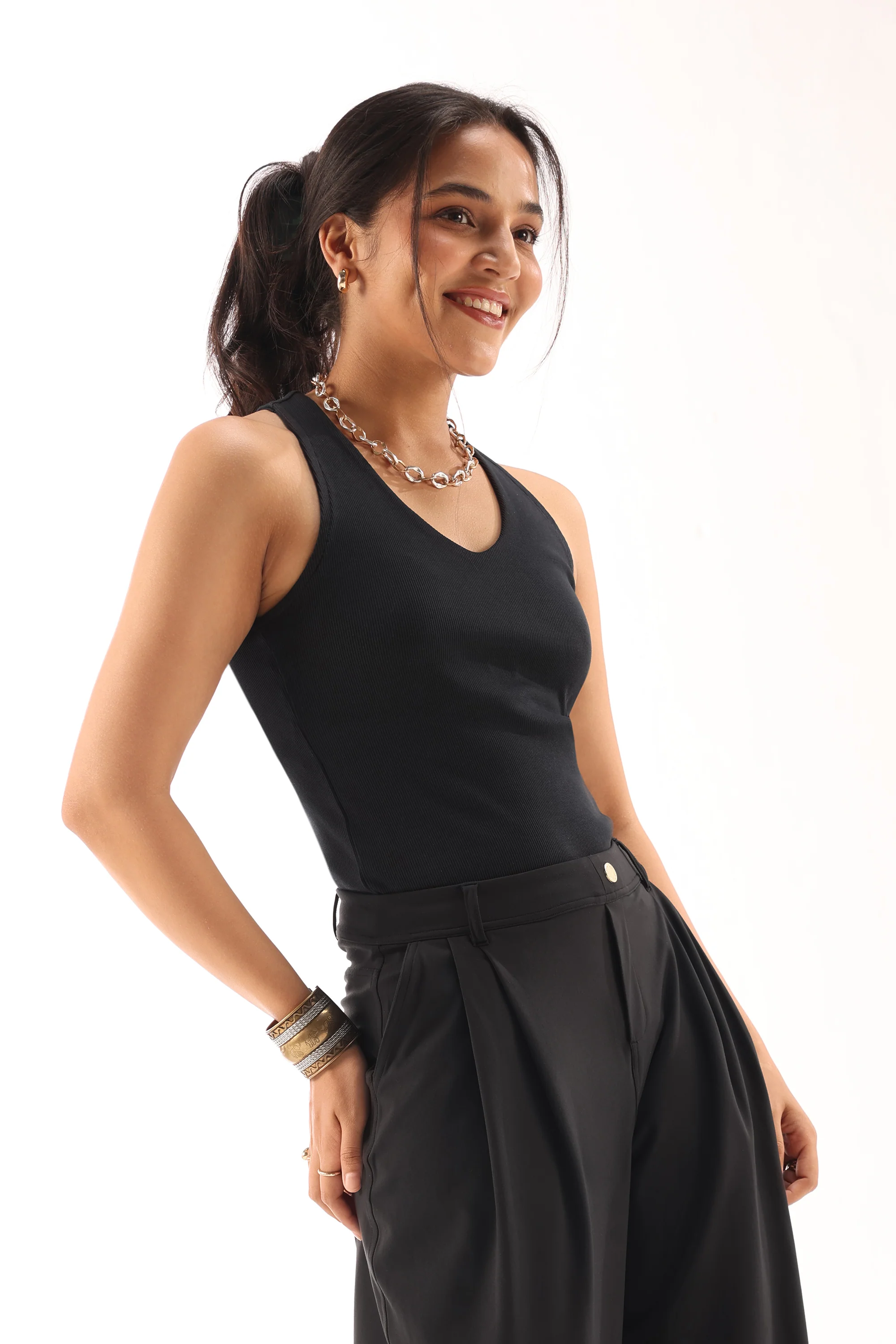 Blissentials V- Neck Racerback Built In Bra Top - Image 2
