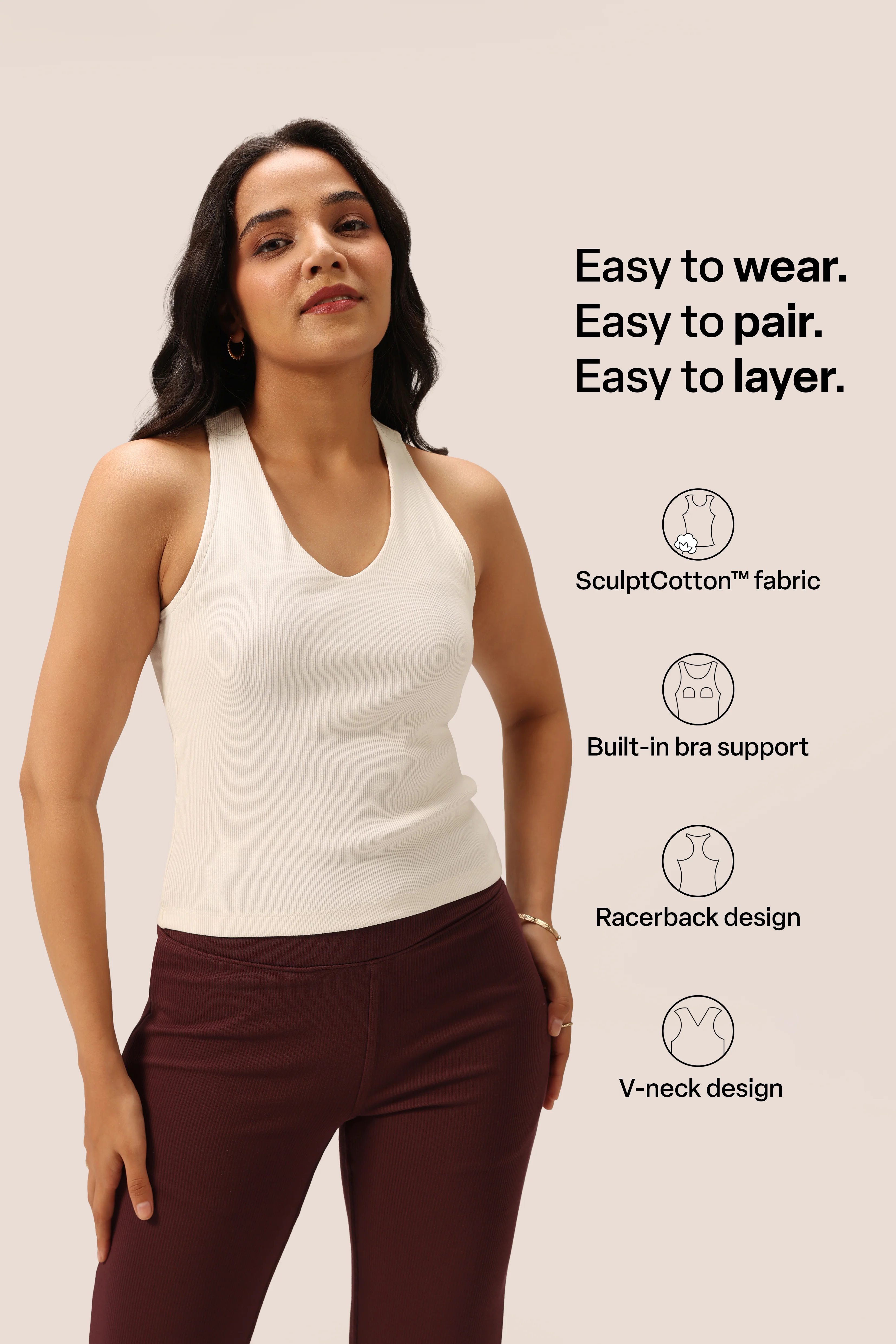 Blissentials V- Neck Racerback Built In Bra Top - Image 27