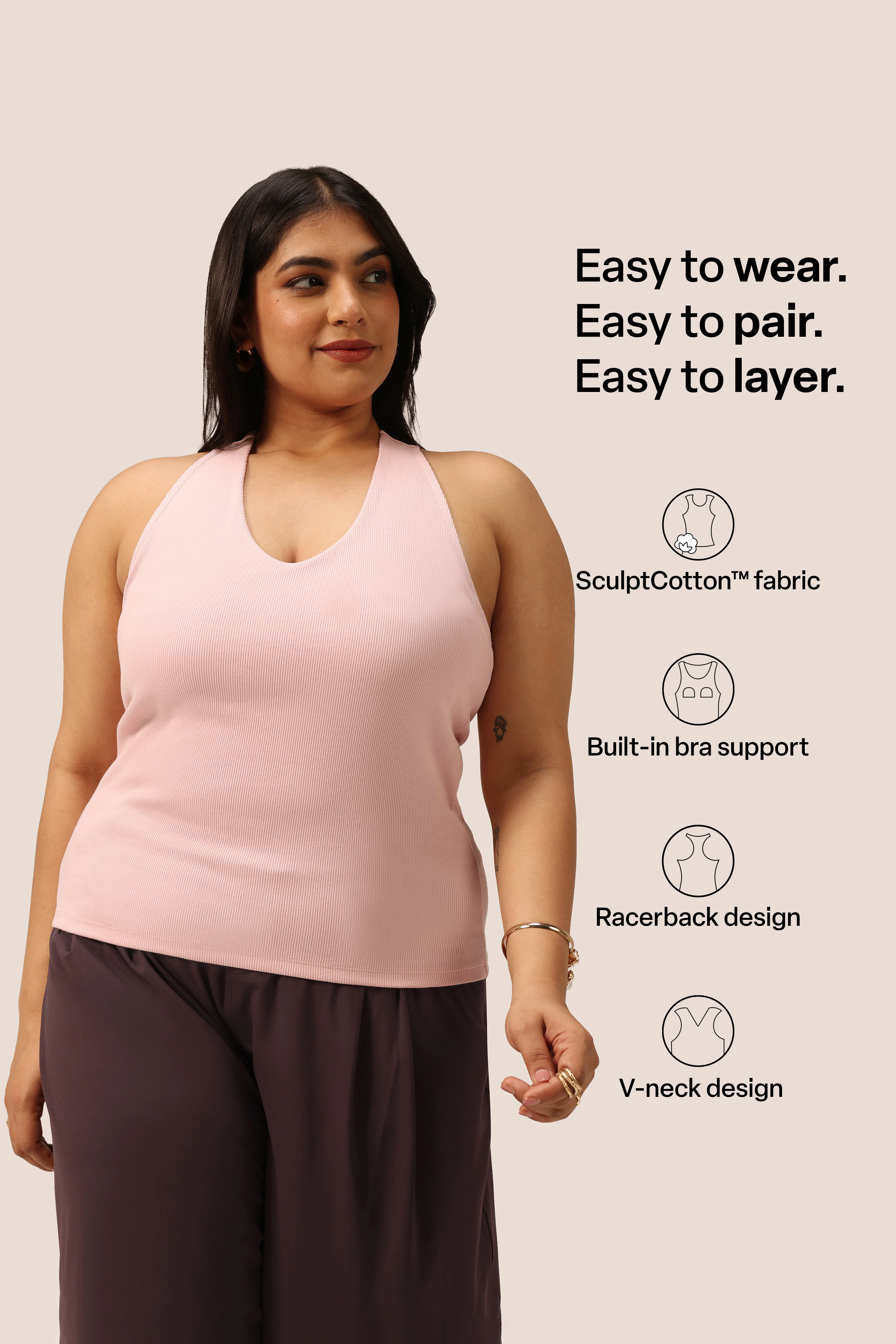 Blissentials V- Neck Racerback Built In Bra Top - Image 60
