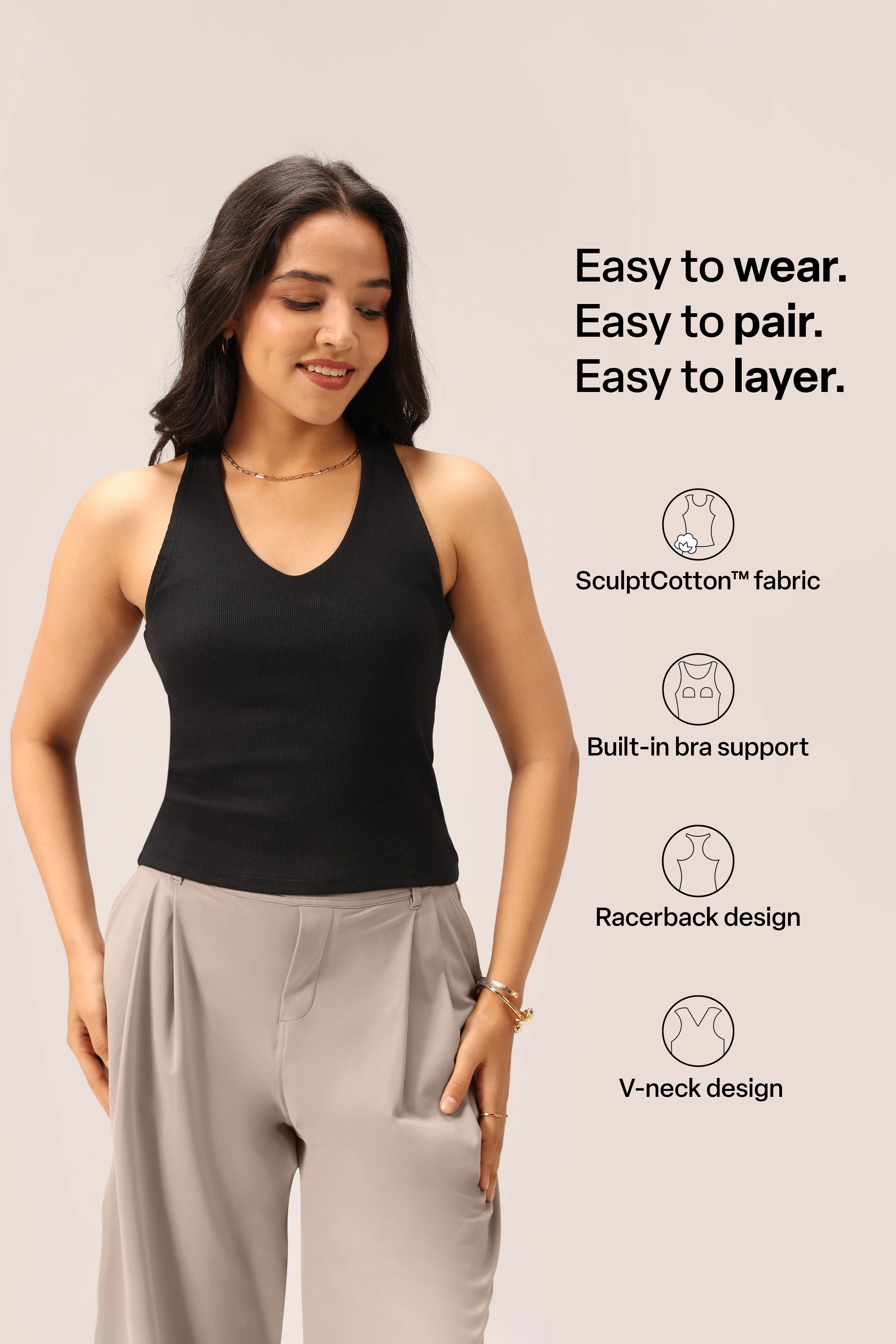 Blissentials V- Neck Racerback Built In Bra Top - Image 7