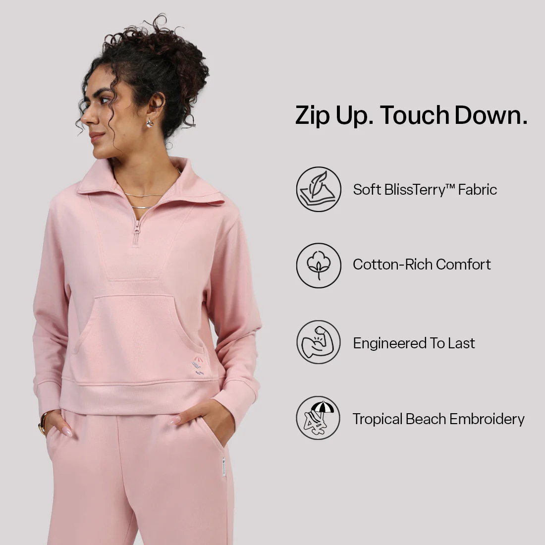 BlissTerry™ Cotton Pullover with Zipper - Image 108