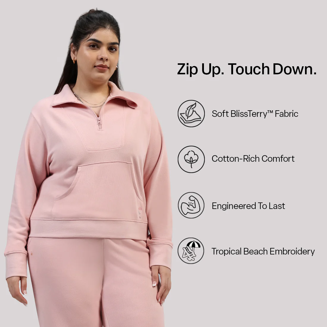 BlissTerry™ Cotton Pullover with Zipper - Image 126