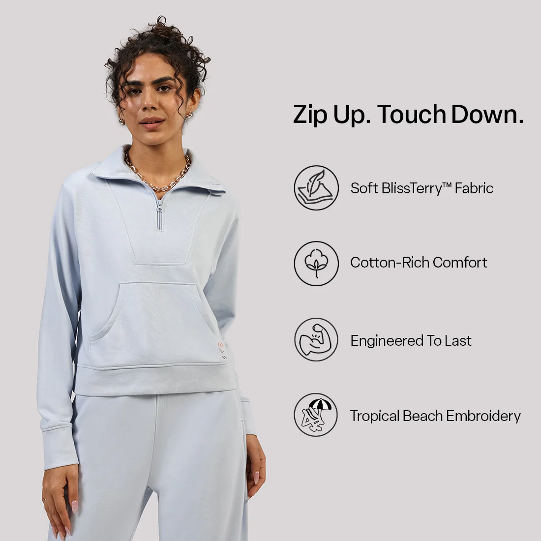 BlissTerry™ Cotton Pullover with Zipper - Image 43