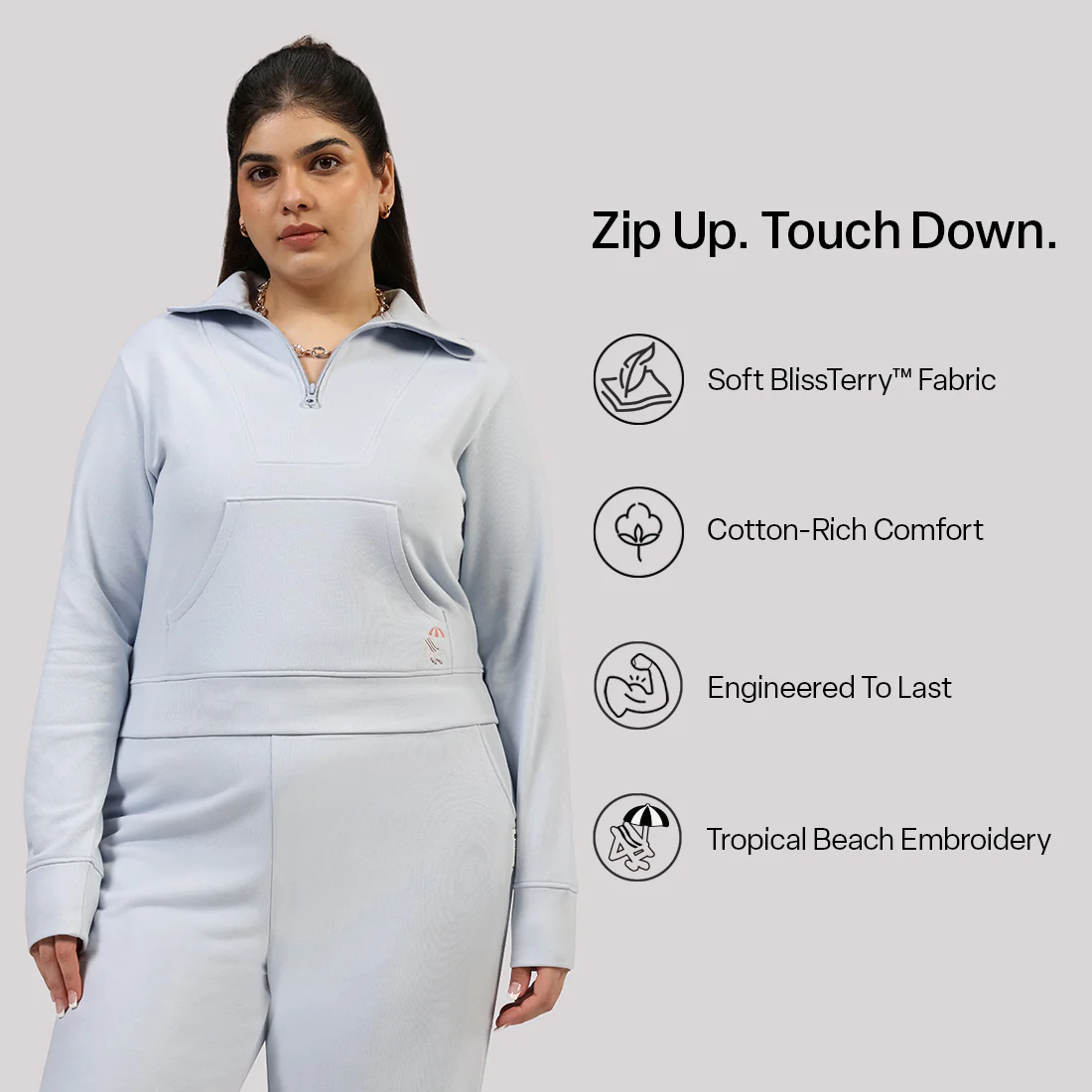 BlissTerry™ Cotton Pullover with Zipper - Image 58