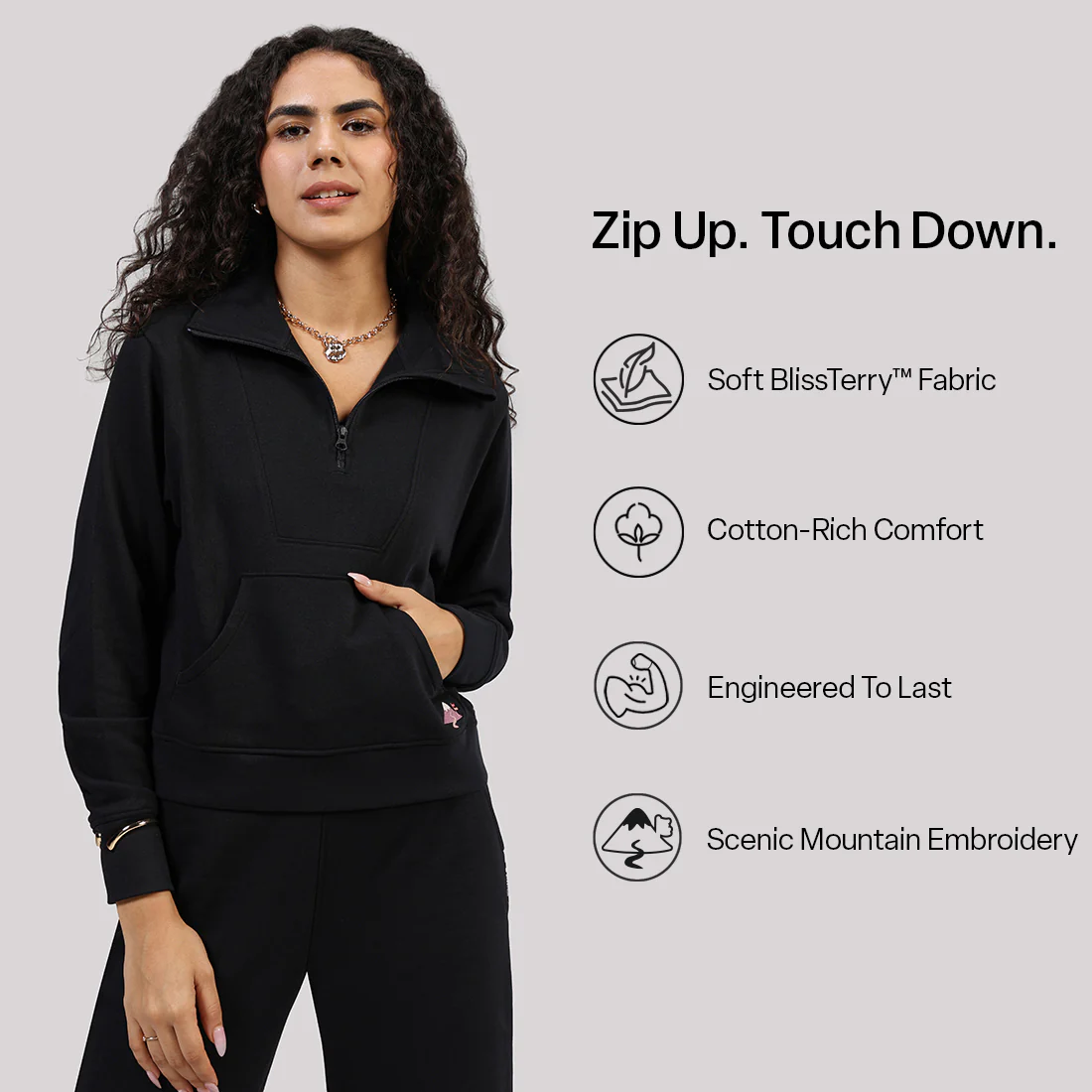 BlissTerry™ Cotton Pullover with Zipper - Image 9
