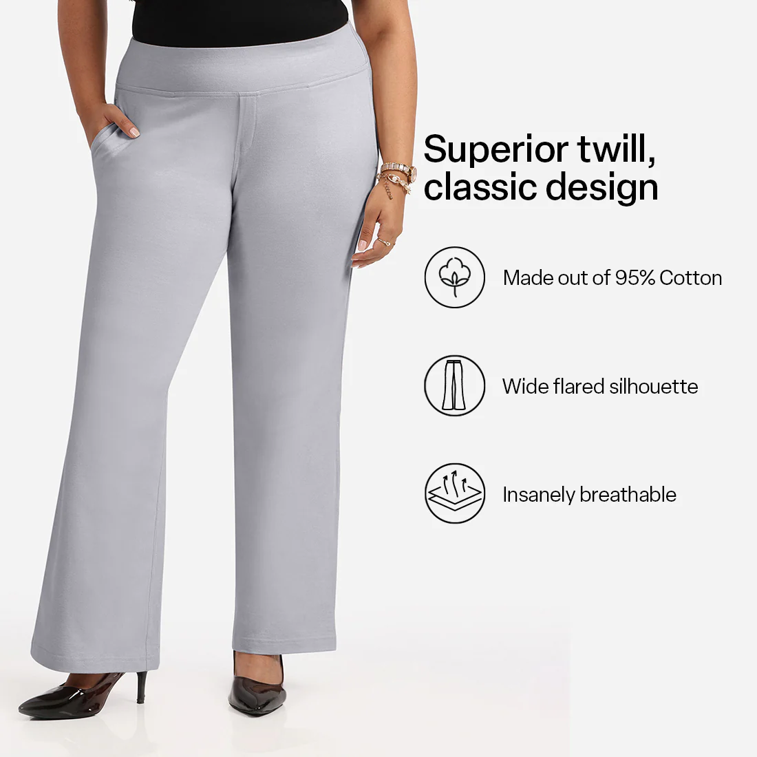 Work-To-Wine Twill Wide Leg Flare Pants - Image 105