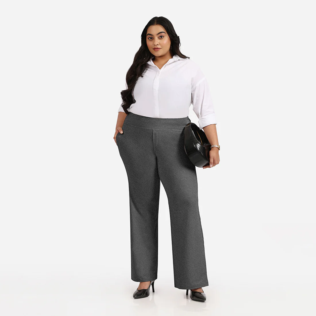Work-To-Wine Twill Wide Leg Flare Pants - Image 15