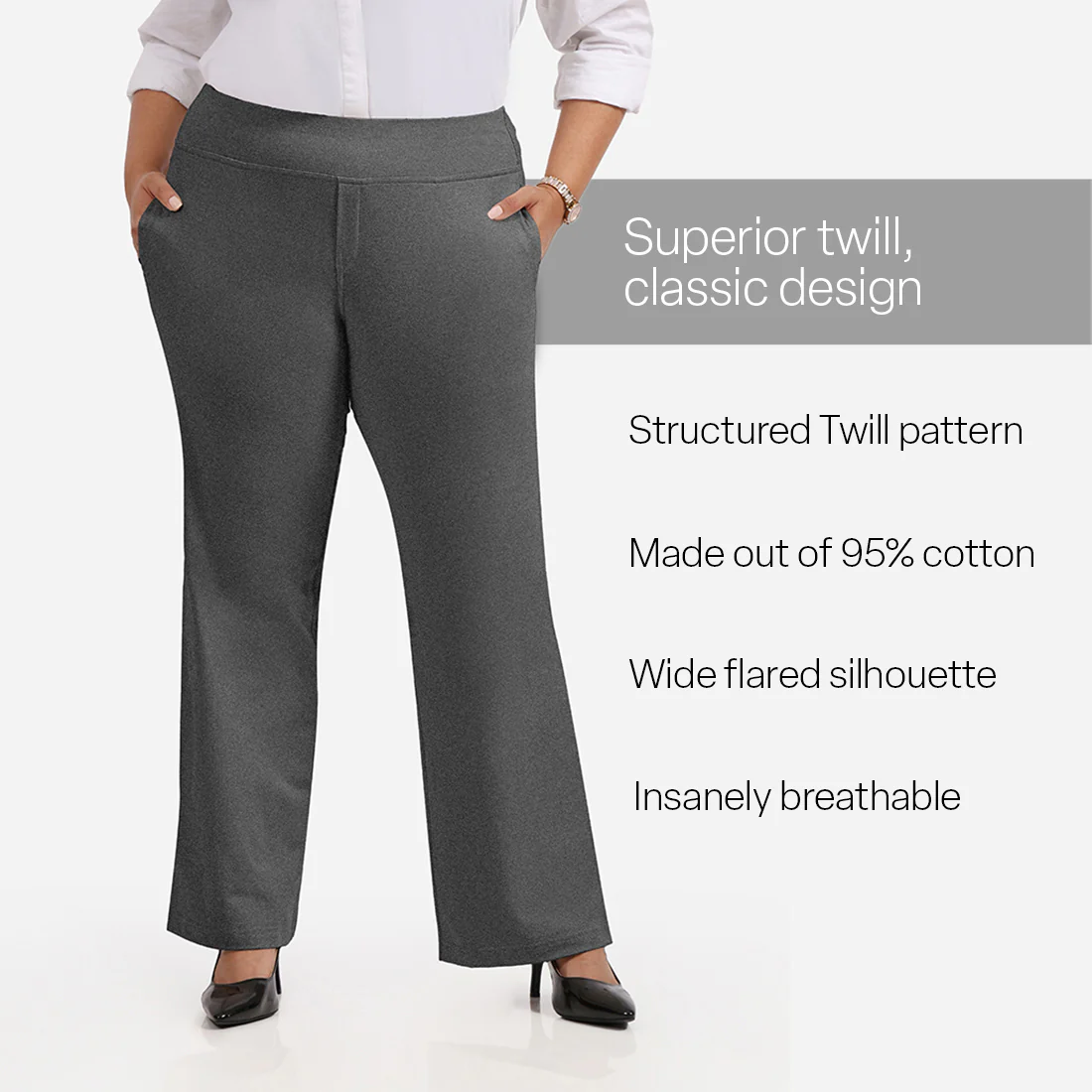Work-To-Wine Twill Wide Leg Flare Pants - Image 17