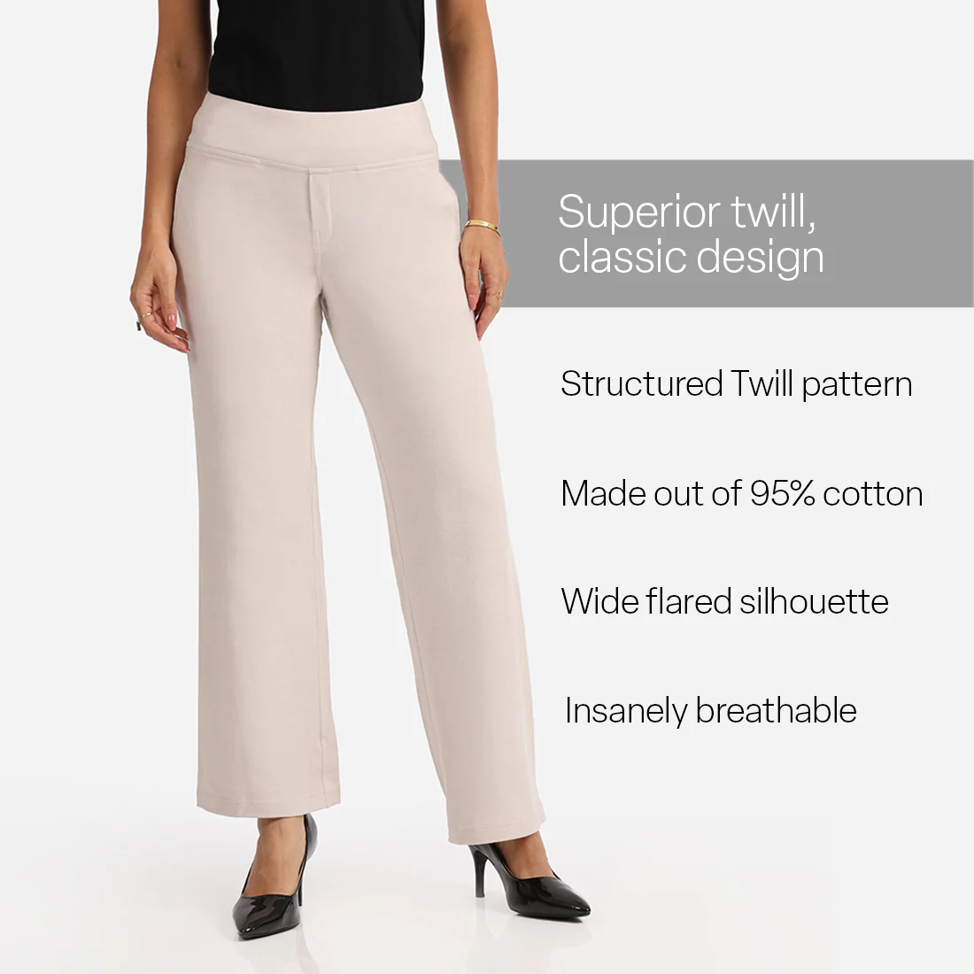 Work-To-Wine Twill Wide Leg Flare Pants - Image 36