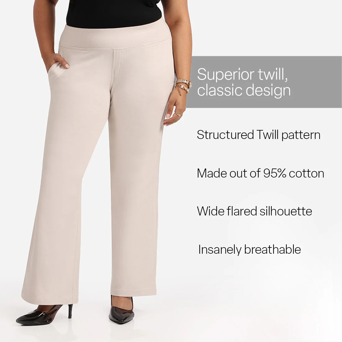 Work-To-Wine Twill Wide Leg Flare Pants - Image 43
