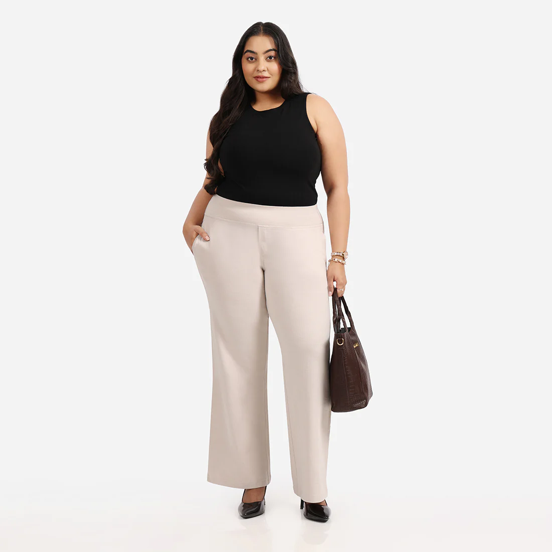 Work-To-Wine Twill Wide Leg Flare Pants - Image 44