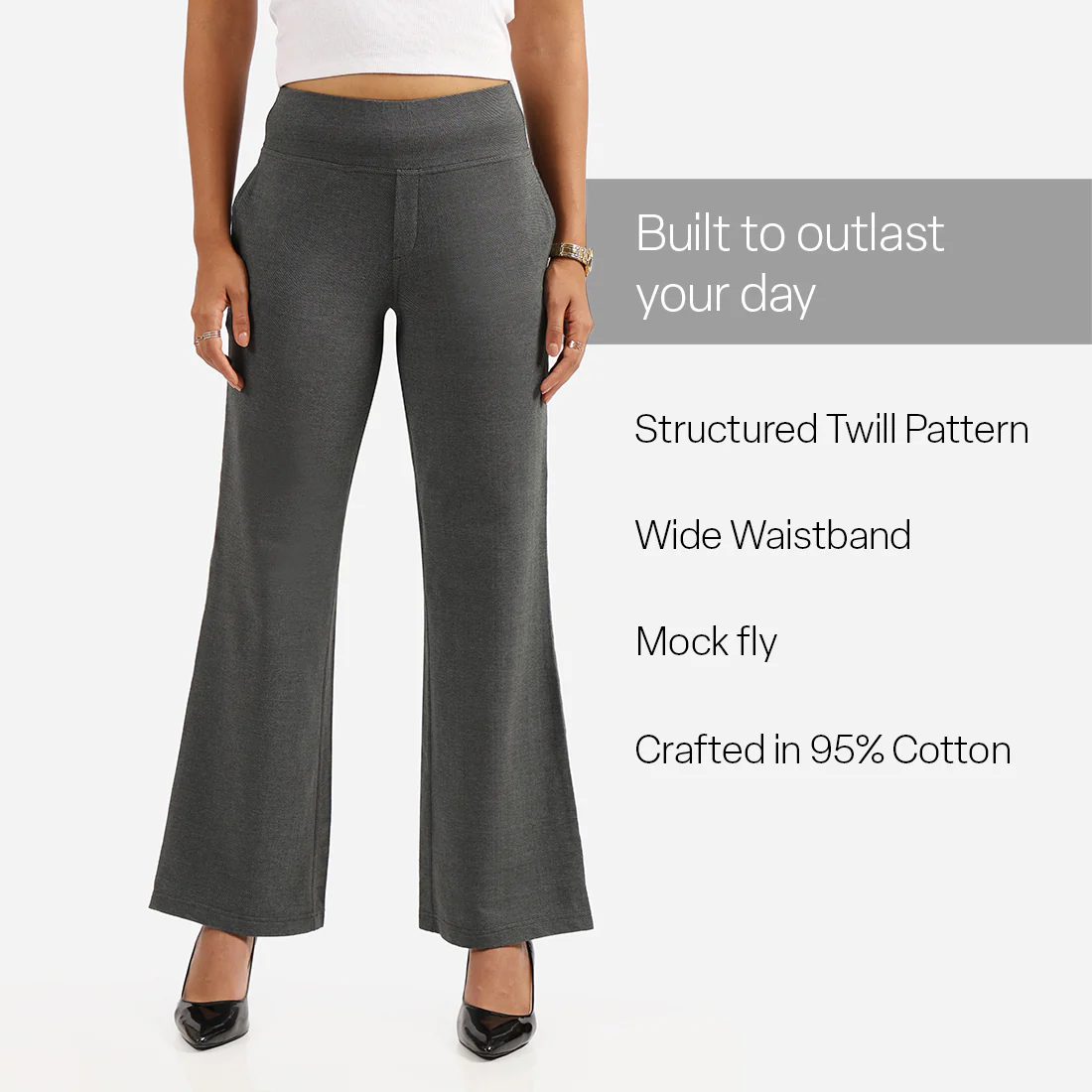 Work-To-Wine Twill Wide Leg Flare Pants - Image 49