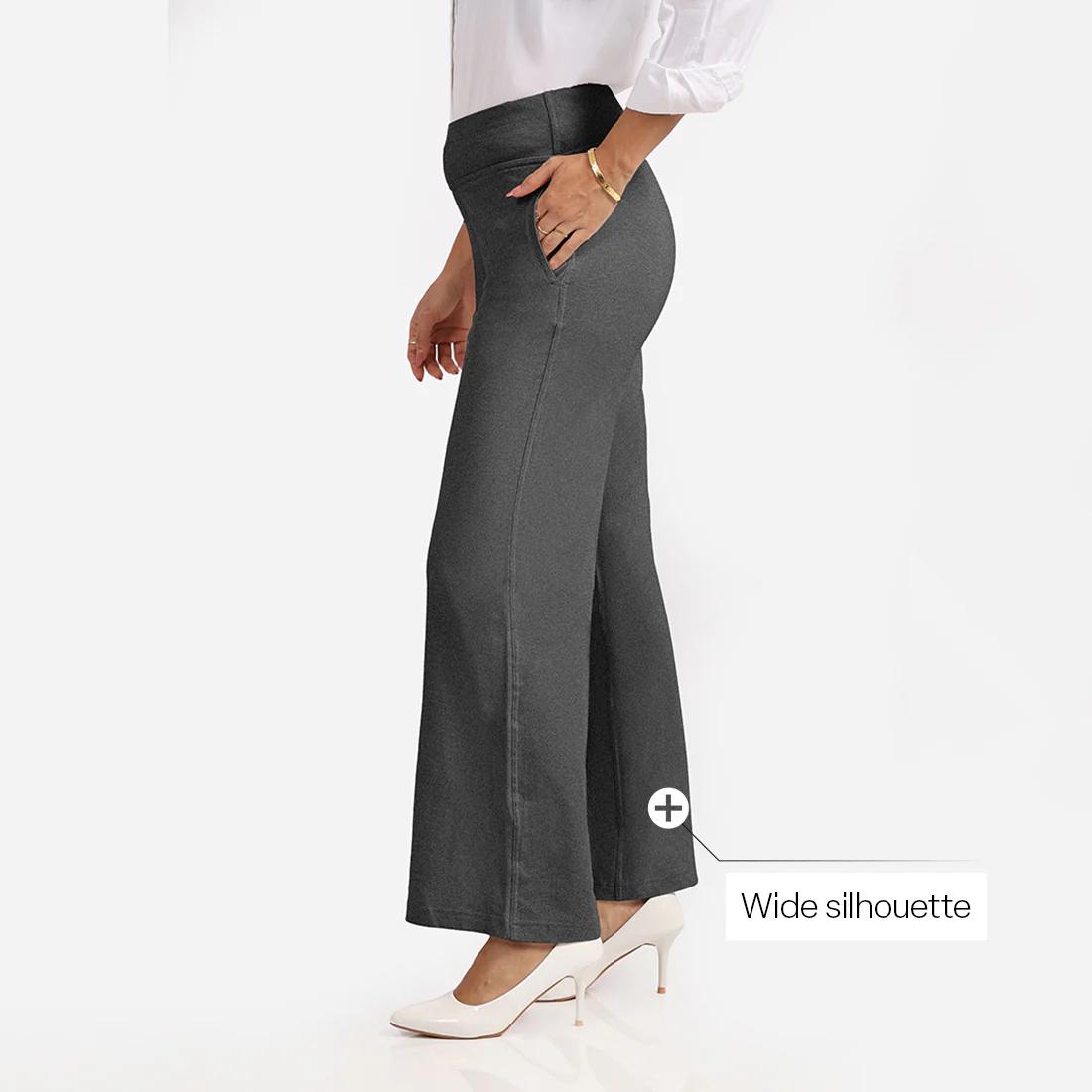 Work-To-Wine Twill Wide Leg Flare Pants - Image 5