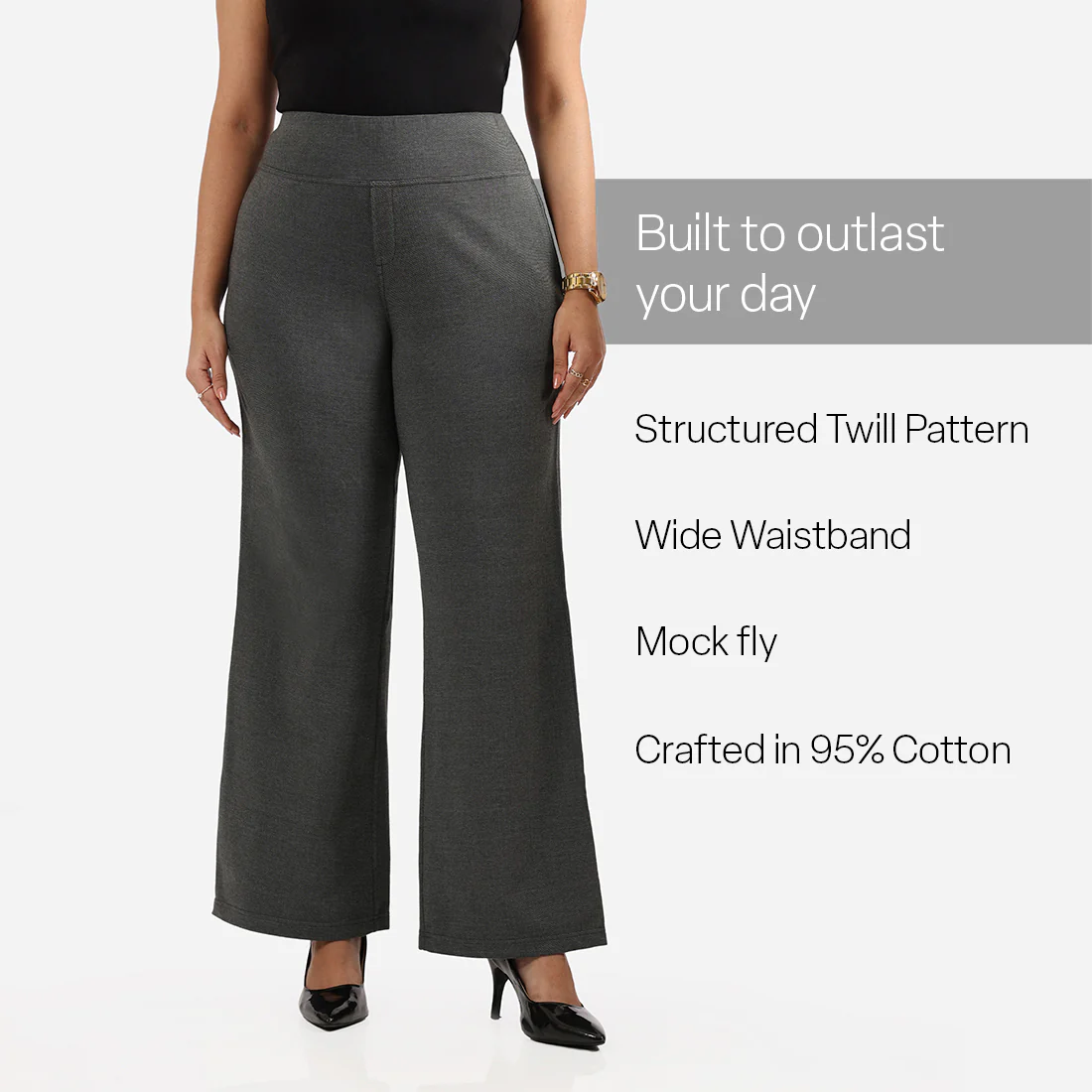 Work-To-Wine Twill Wide Leg Flare Pants - Image 55