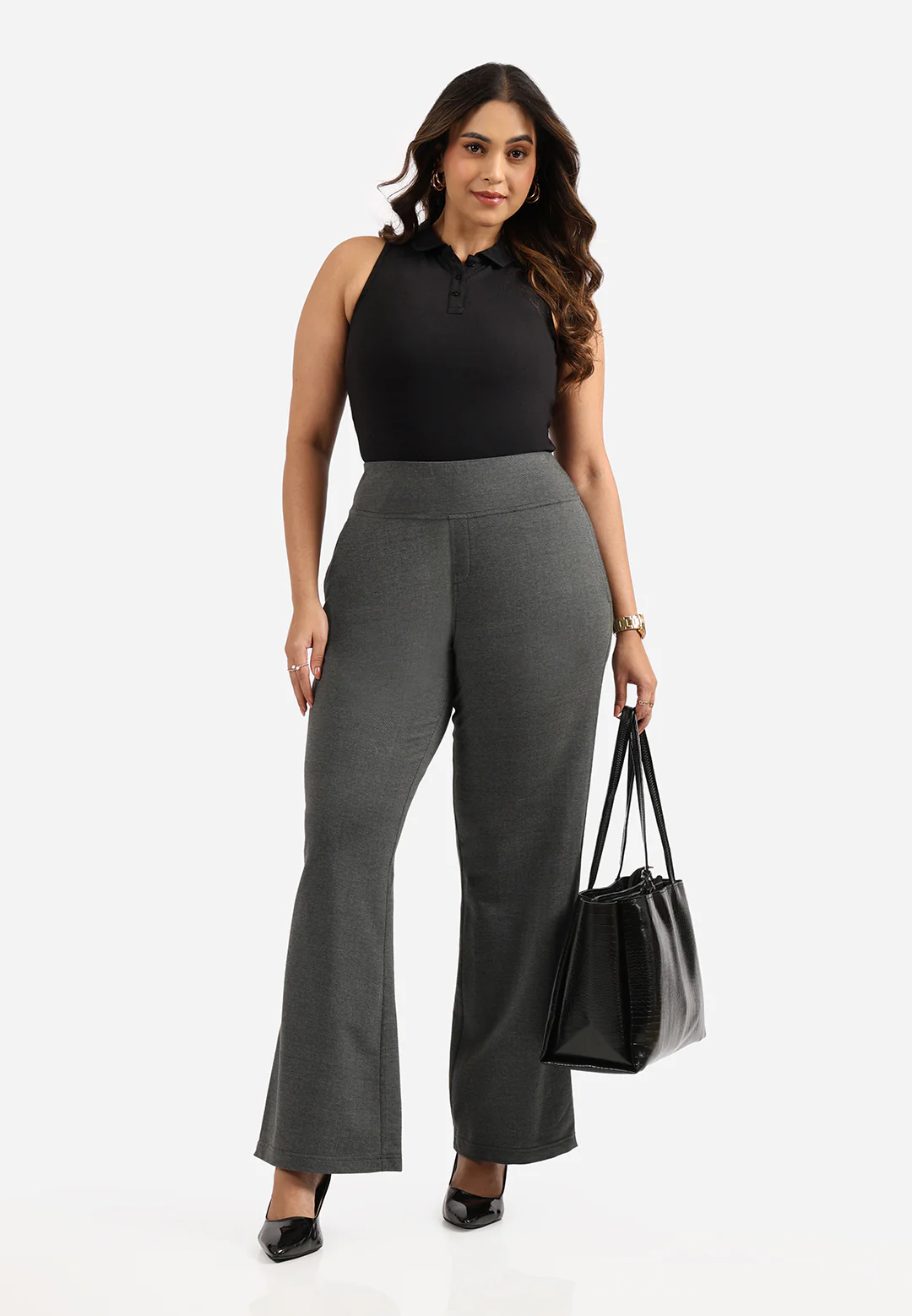Work-To-Wine Twill Wide Leg Flare Pants - Image 59