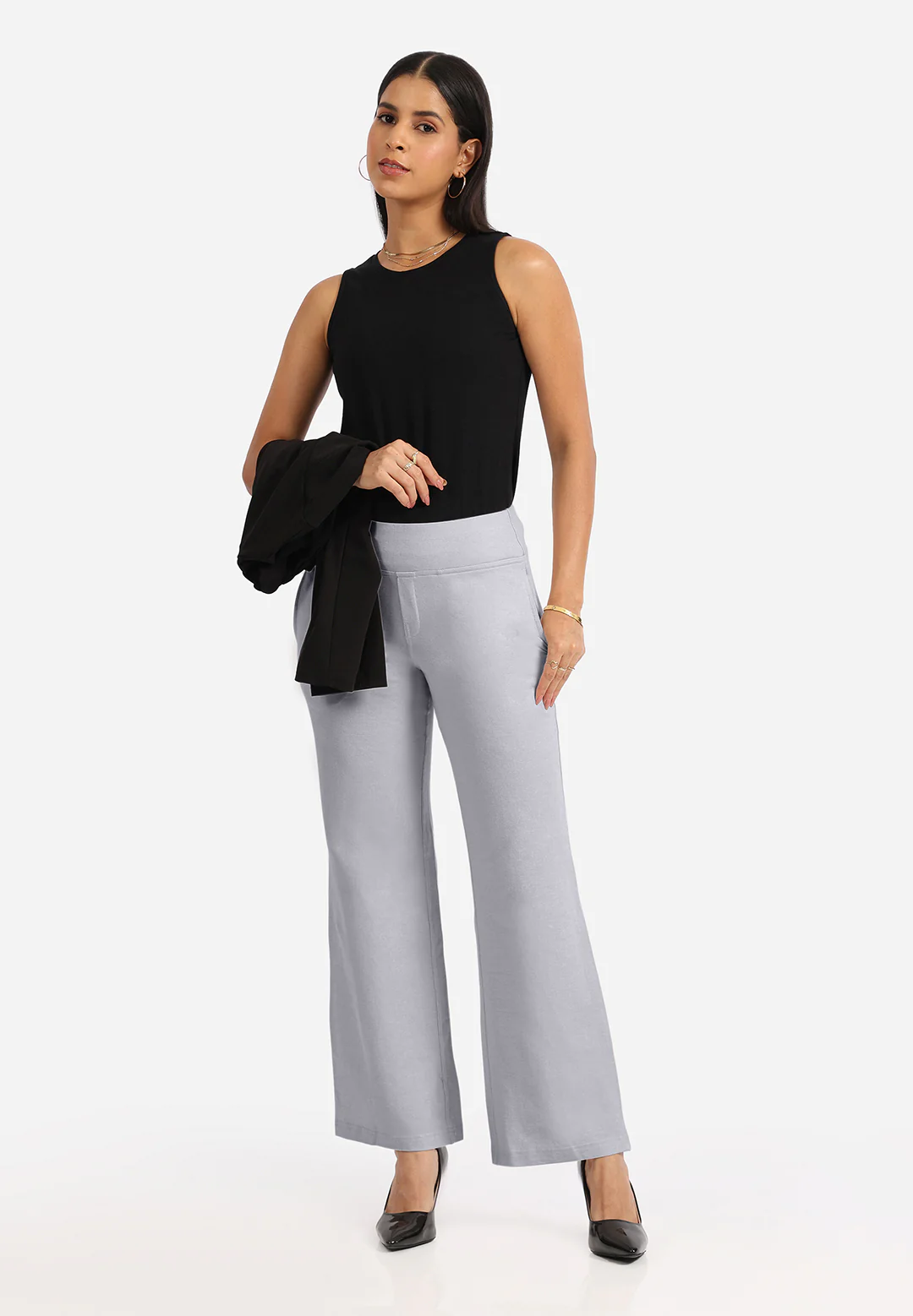 Work-To-Wine Twill Wide Leg Flare Pants - Image 93