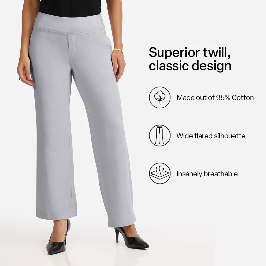 Work-To-Wine Twill Wide Leg Flare Pants - Image 98